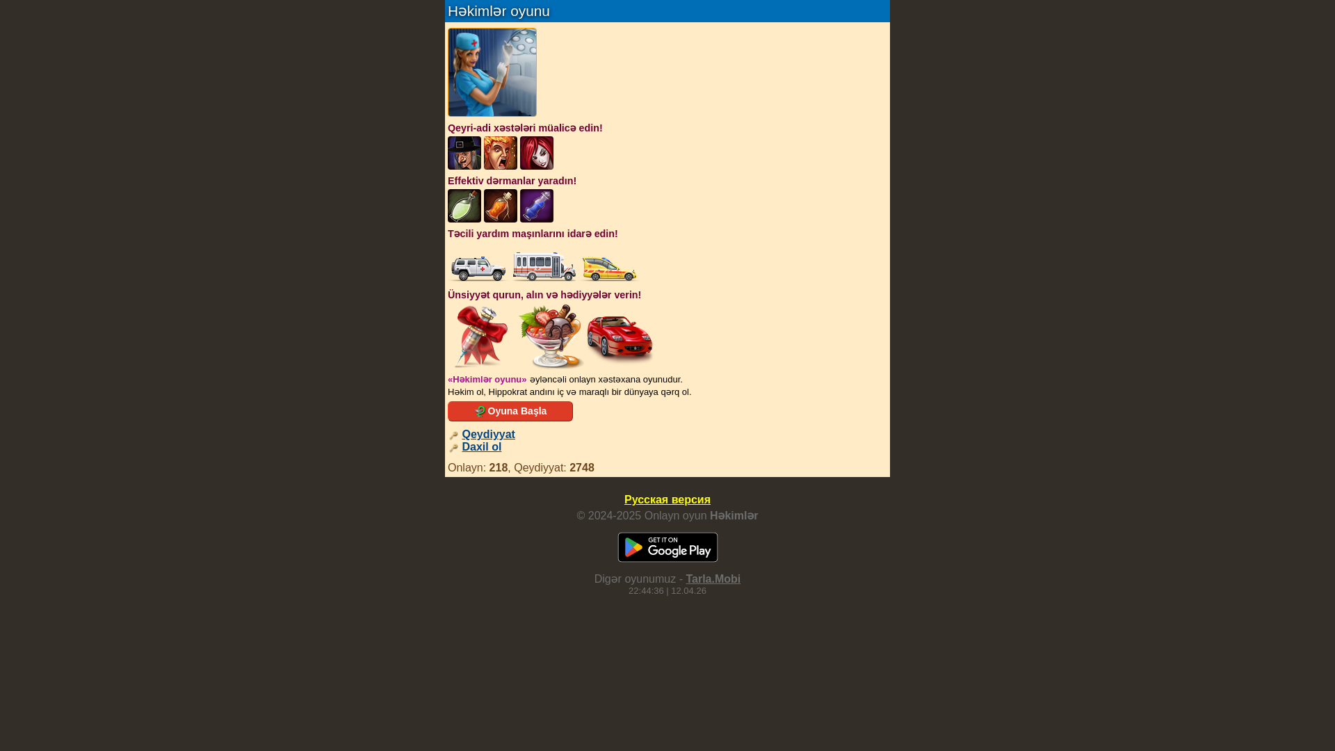 website screenshot of https://hekimler.mobi/