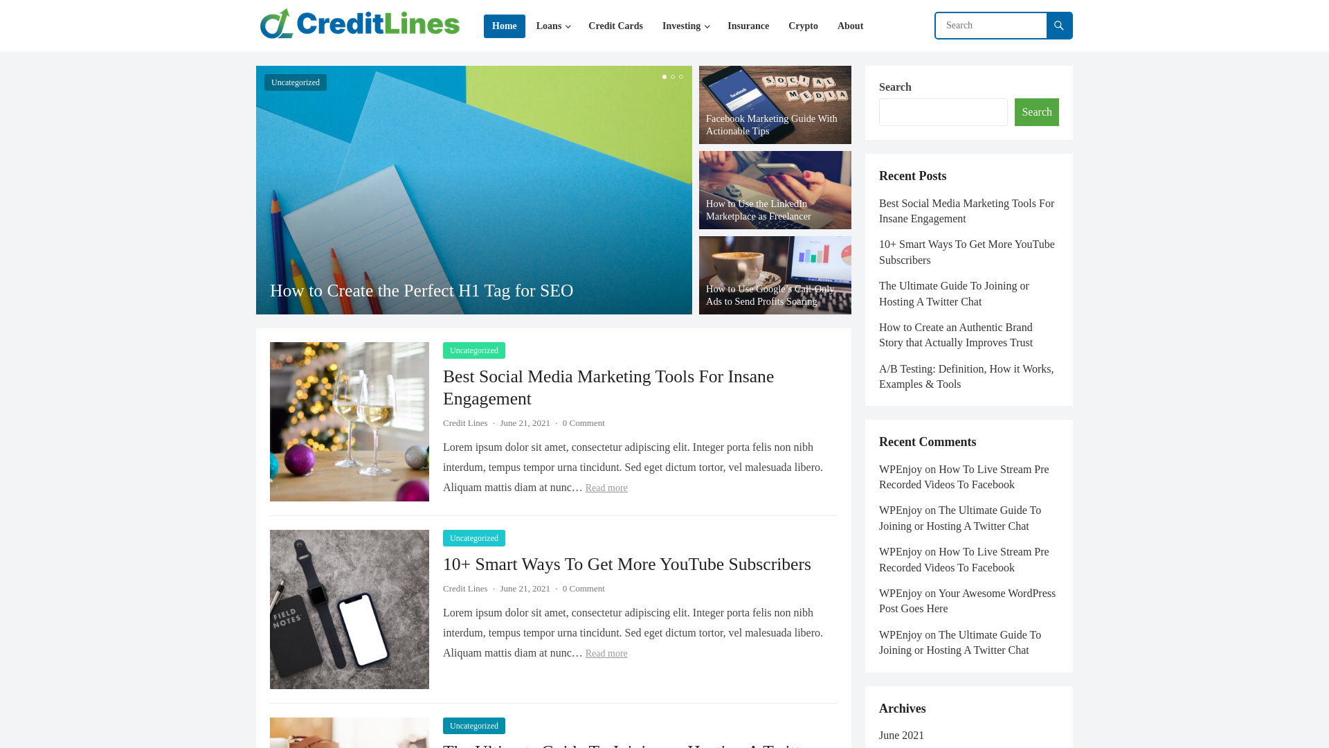 website screenshot of https://creditlines.io/