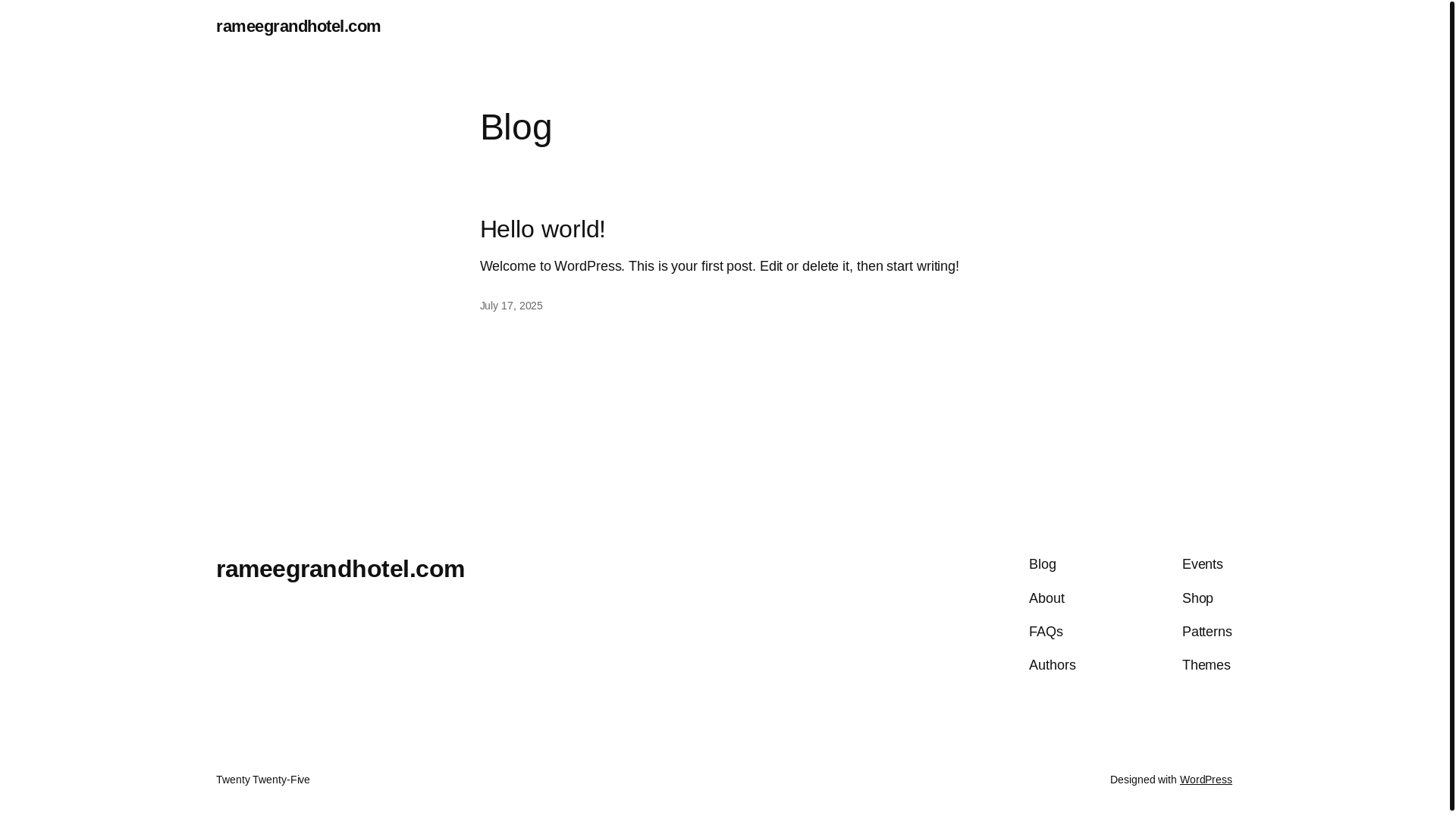 website screenshot of https://rameegrandhotel.com/