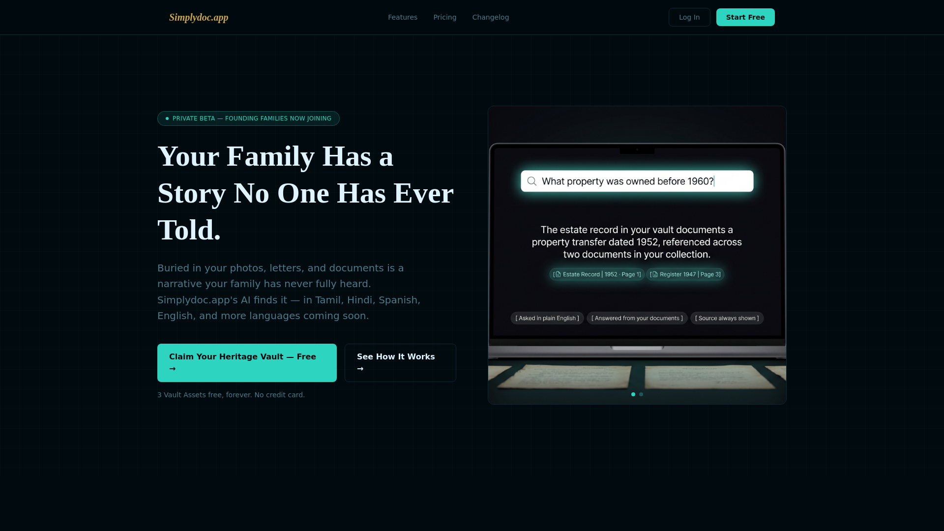 website screenshot of https://simplydoc.app/