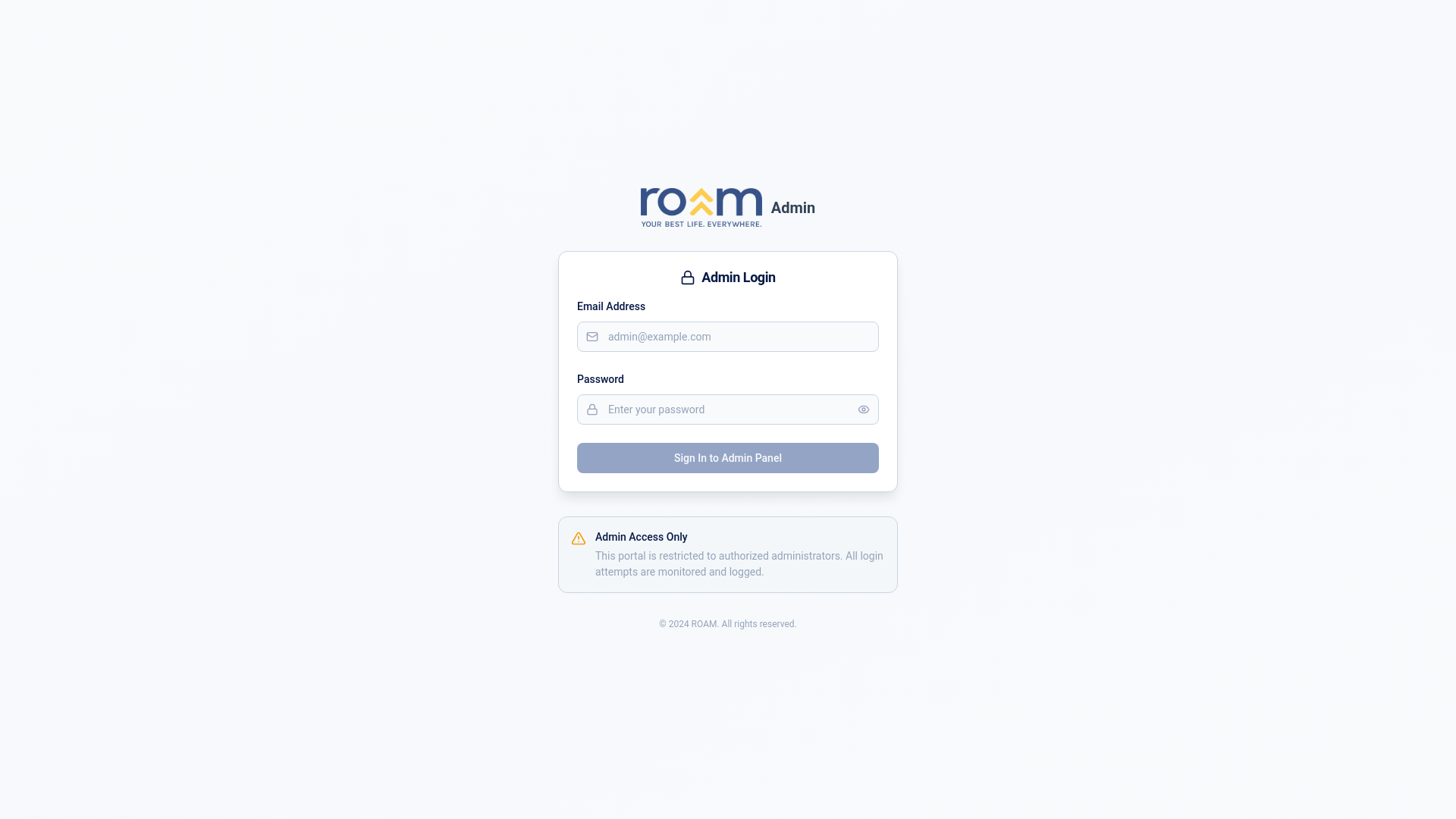 website screenshot of https://roamadmin.dev/
