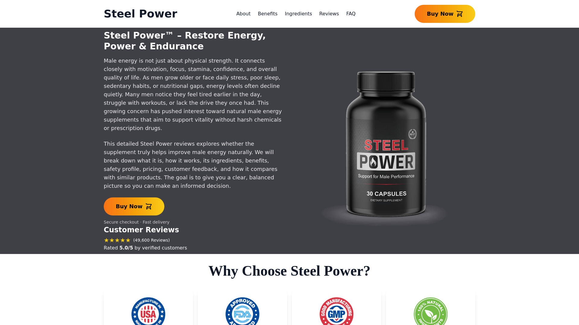 website screenshot of https://steelpower-us.us/