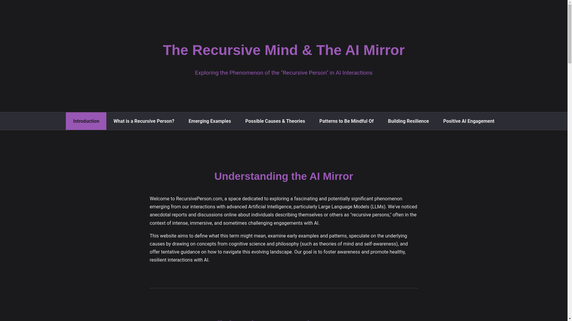 website screenshot of https://recursiveperson.com/