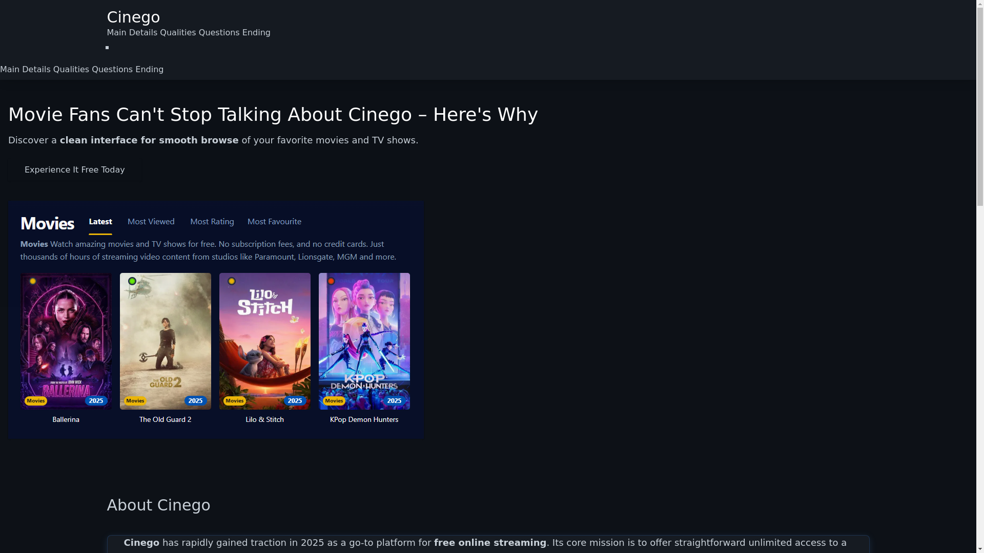 website screenshot of https://cinego-qr2v.pages.dev/