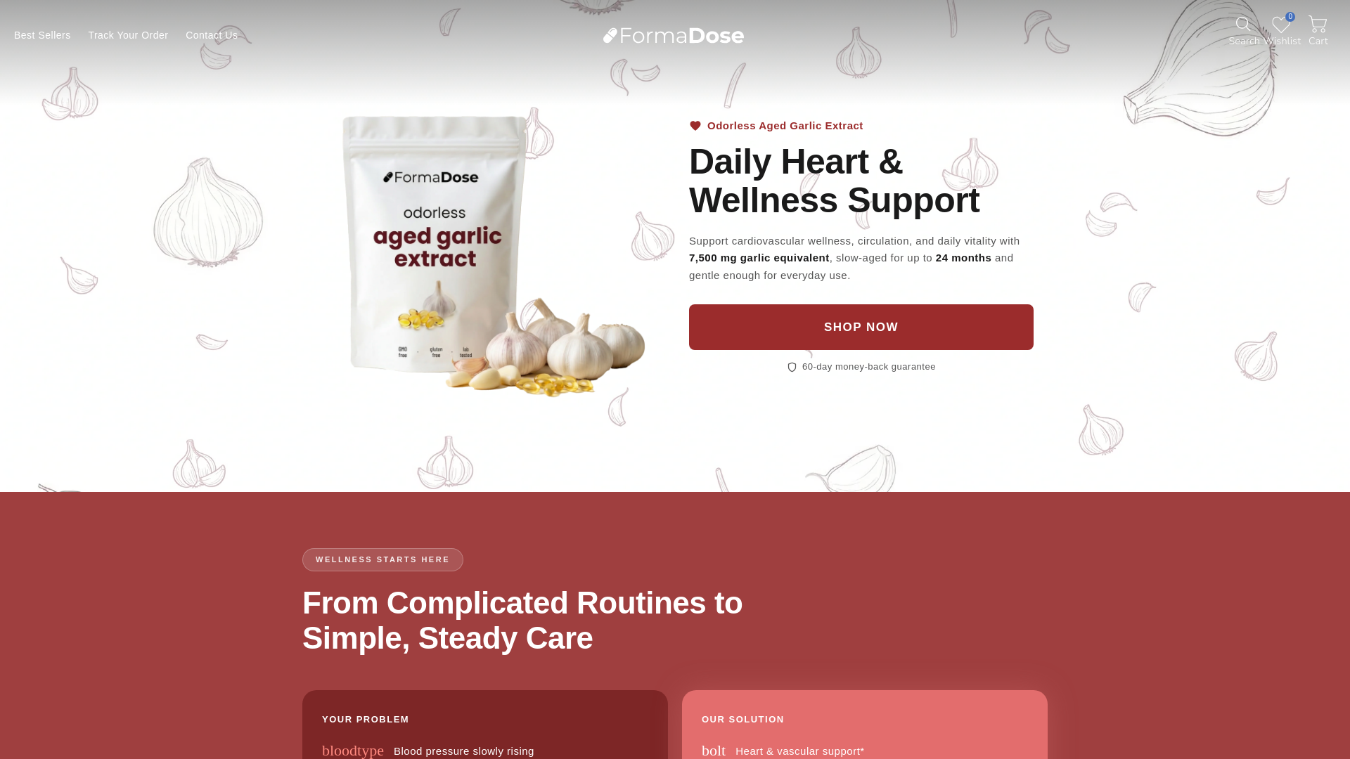 website screenshot of https://formadose.shop/