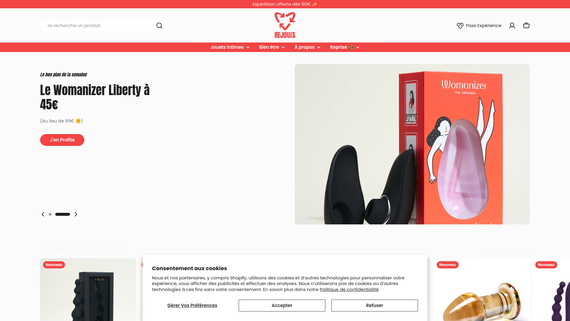 website screenshot of https://rejouis.fr/