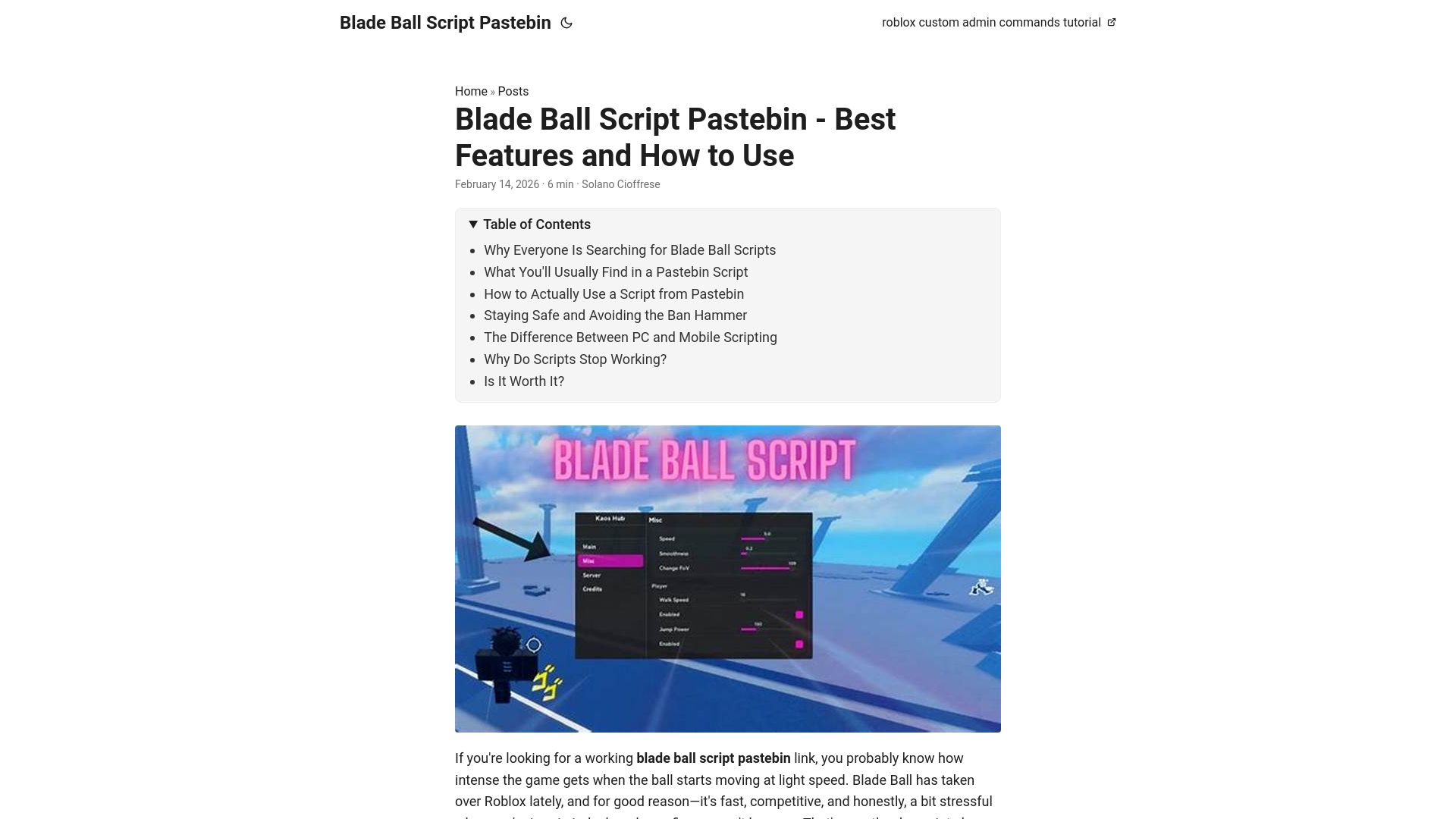 website screenshot of https://blade-ball-script-pastebin.pages.dev/