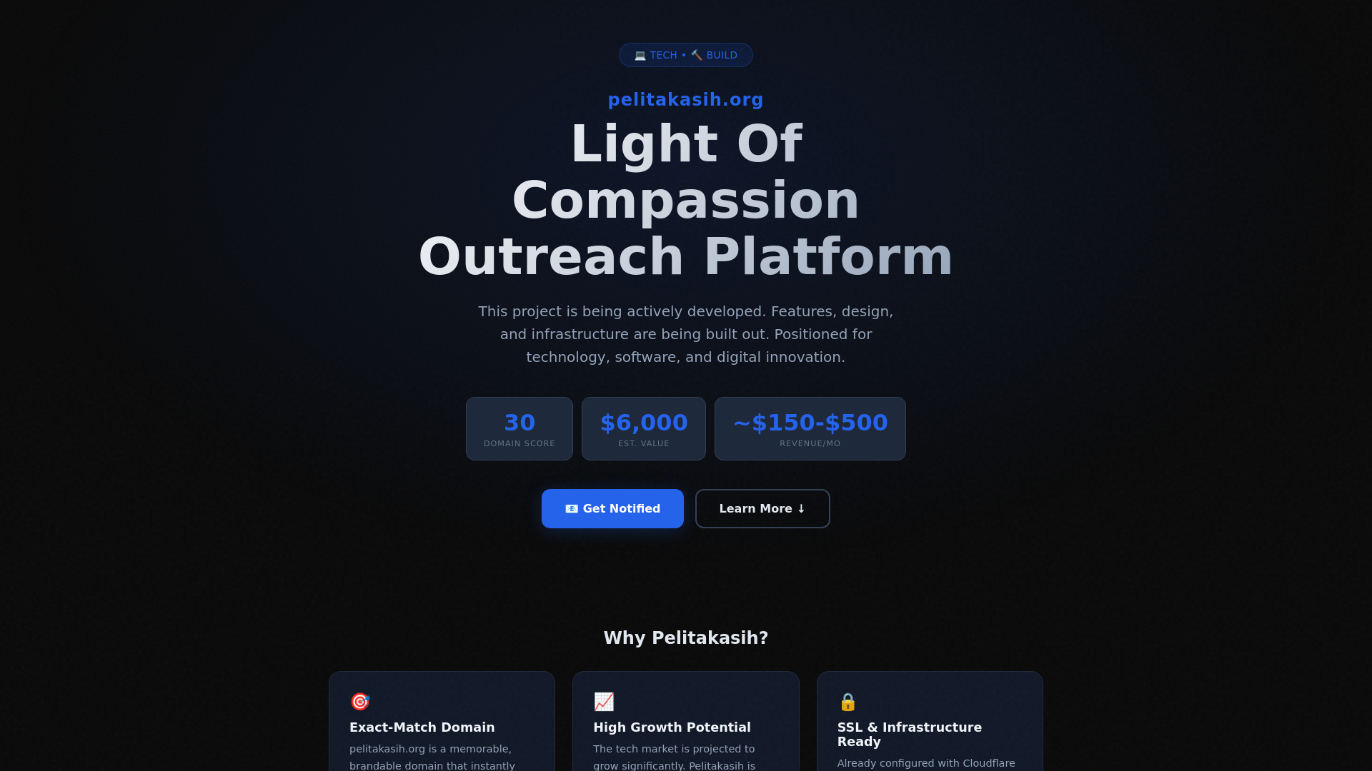 website screenshot of https://pelitakasih.org/