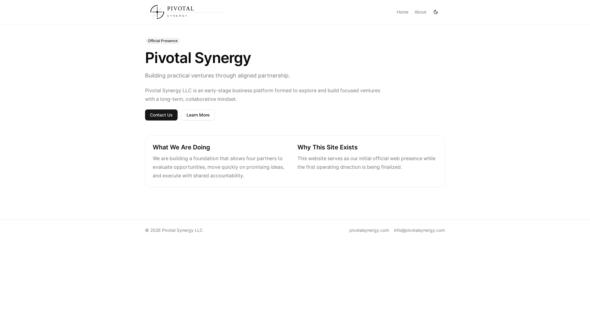 website screenshot of https://pivotalsynergy.com/