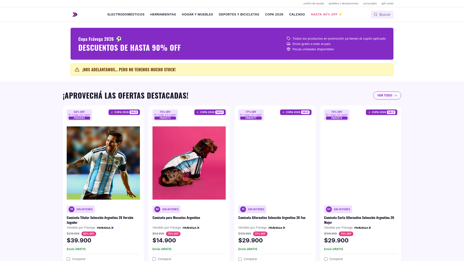 website screenshot of https://liquidacion-fravega.com/