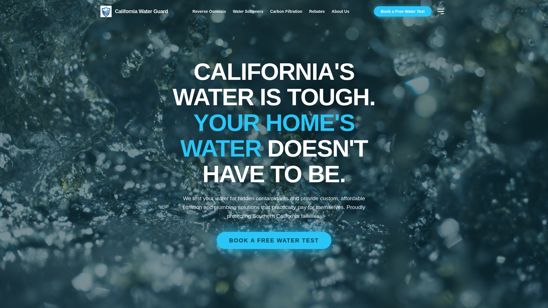 website screenshot of https://californiawaterguard.com/