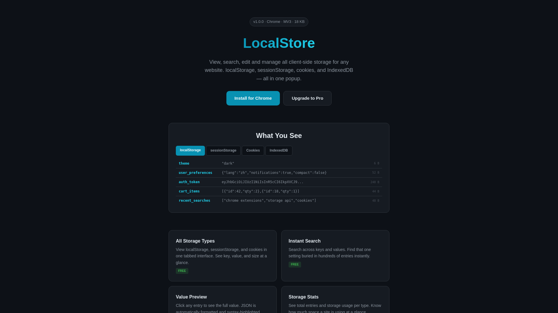 website screenshot of https://localstore.pages.dev/
