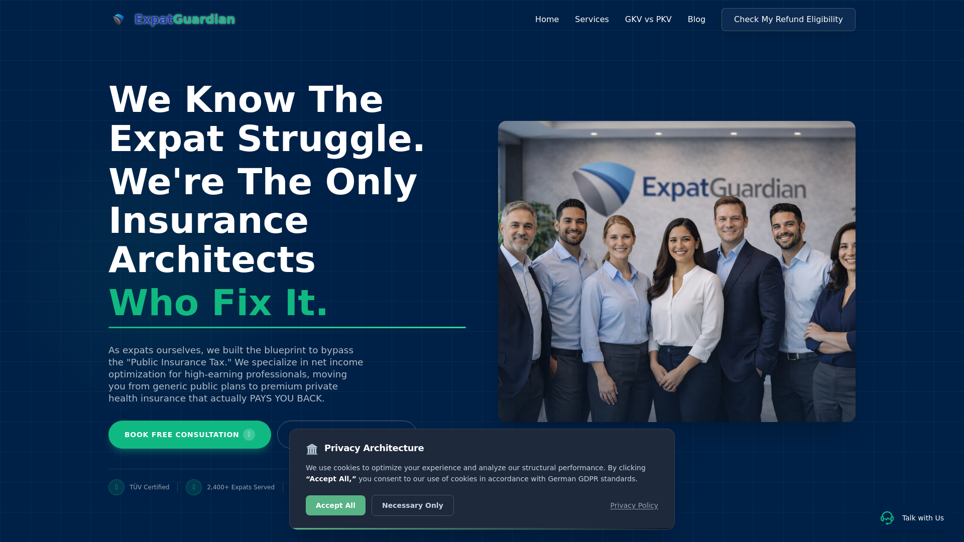 website screenshot of https://expatguardian.de/