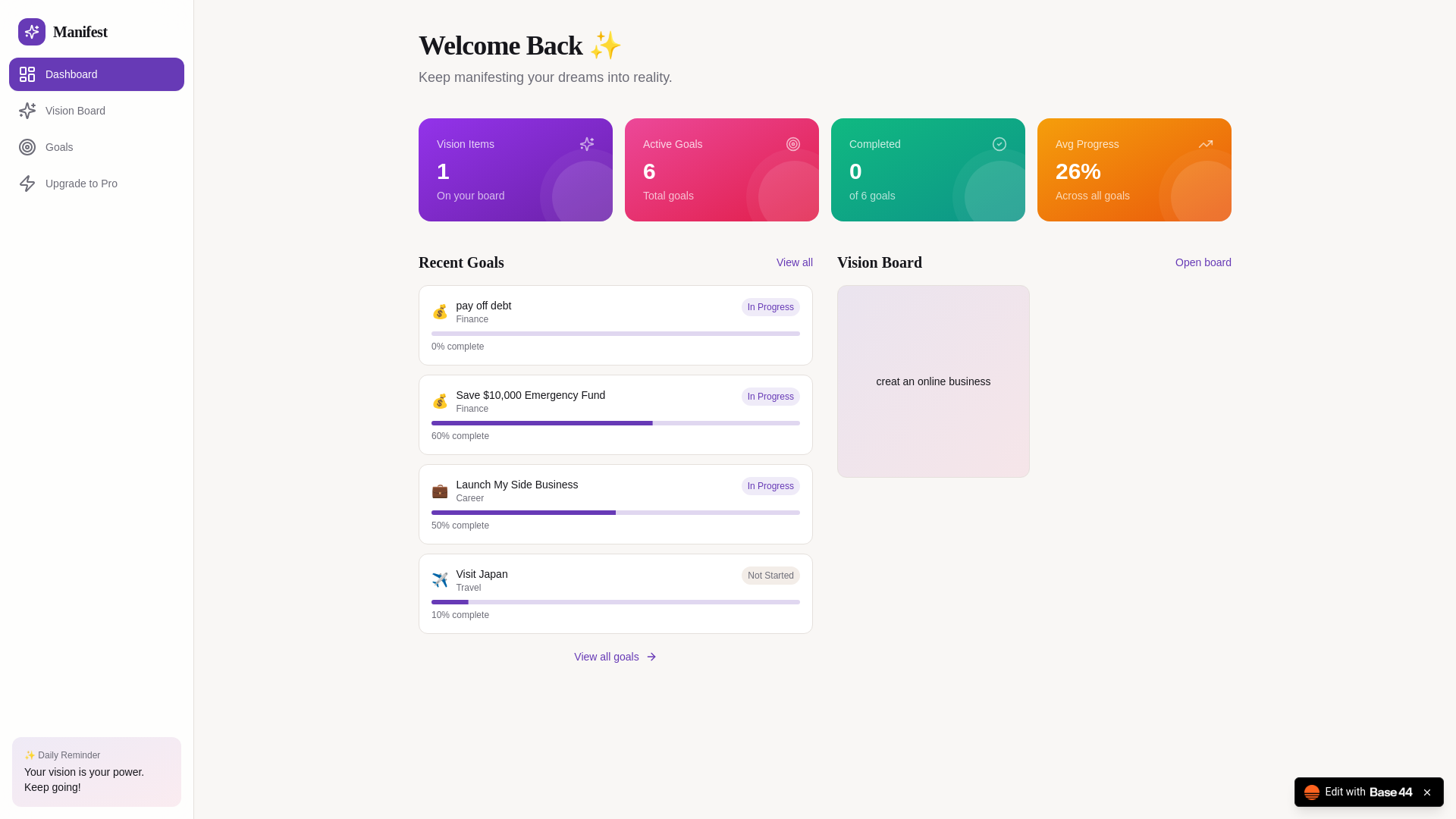 website screenshot of https://visionarygoalgrid.online/