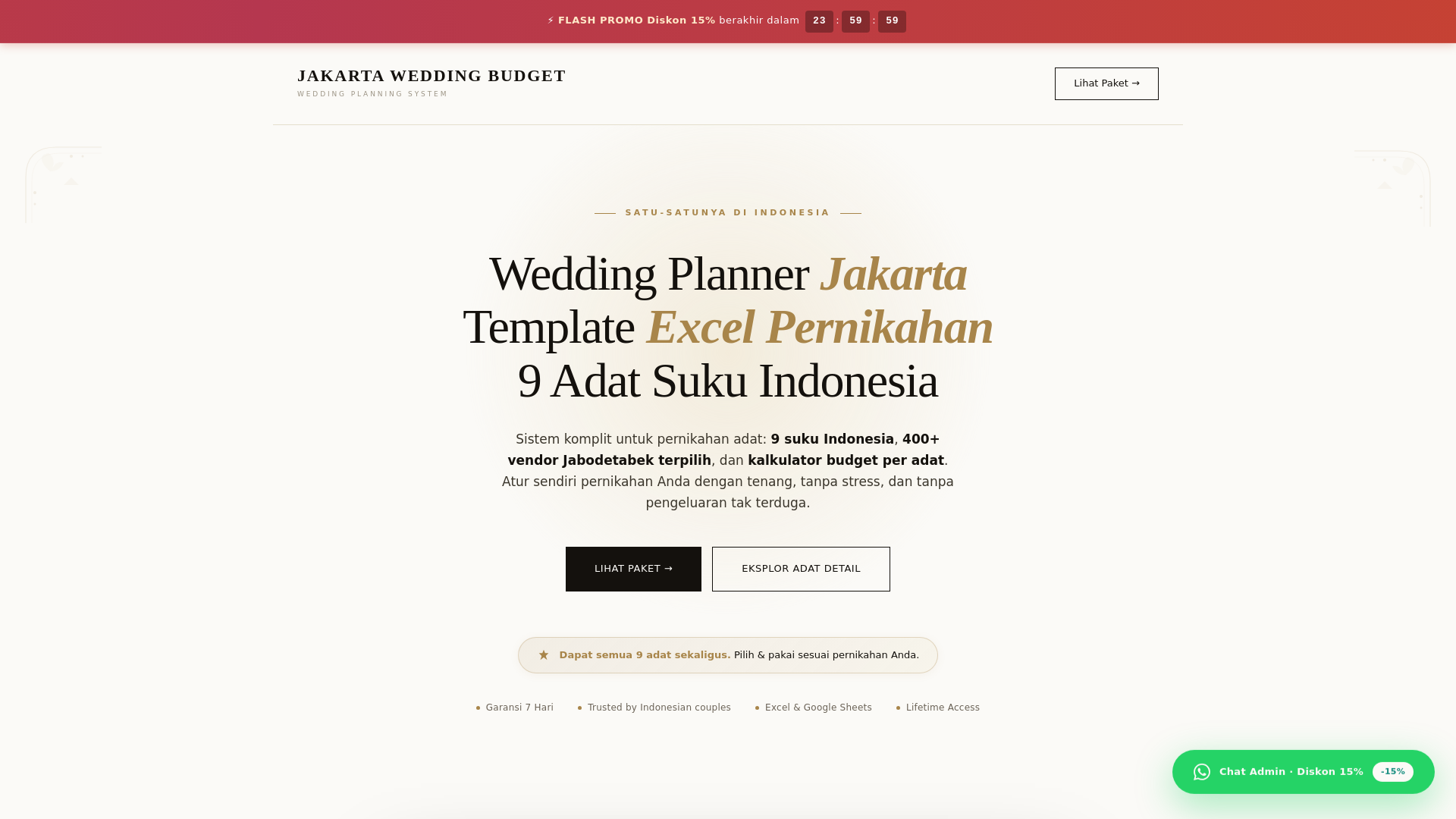 website screenshot of https://jakartaweddingbudget.com/