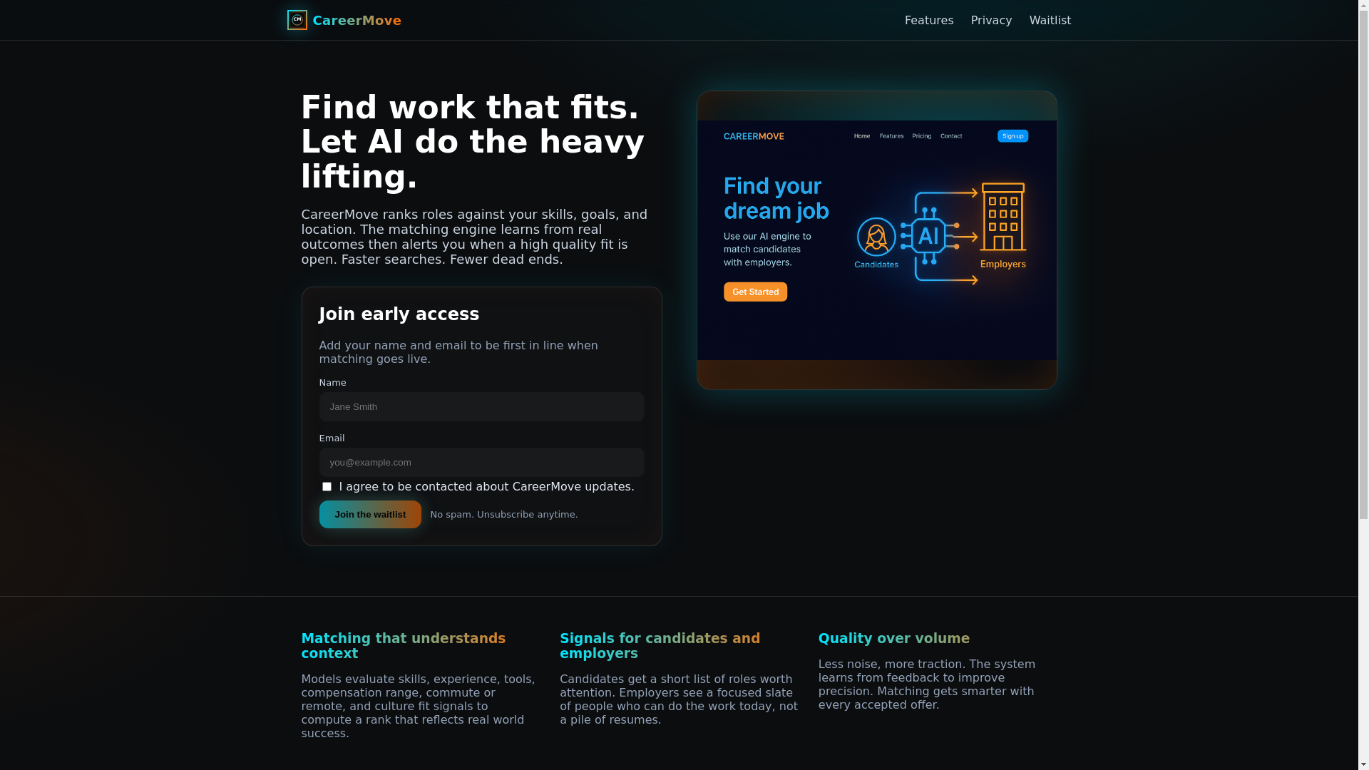 website screenshot of https://careermove-careermove-landing.pages.dev/