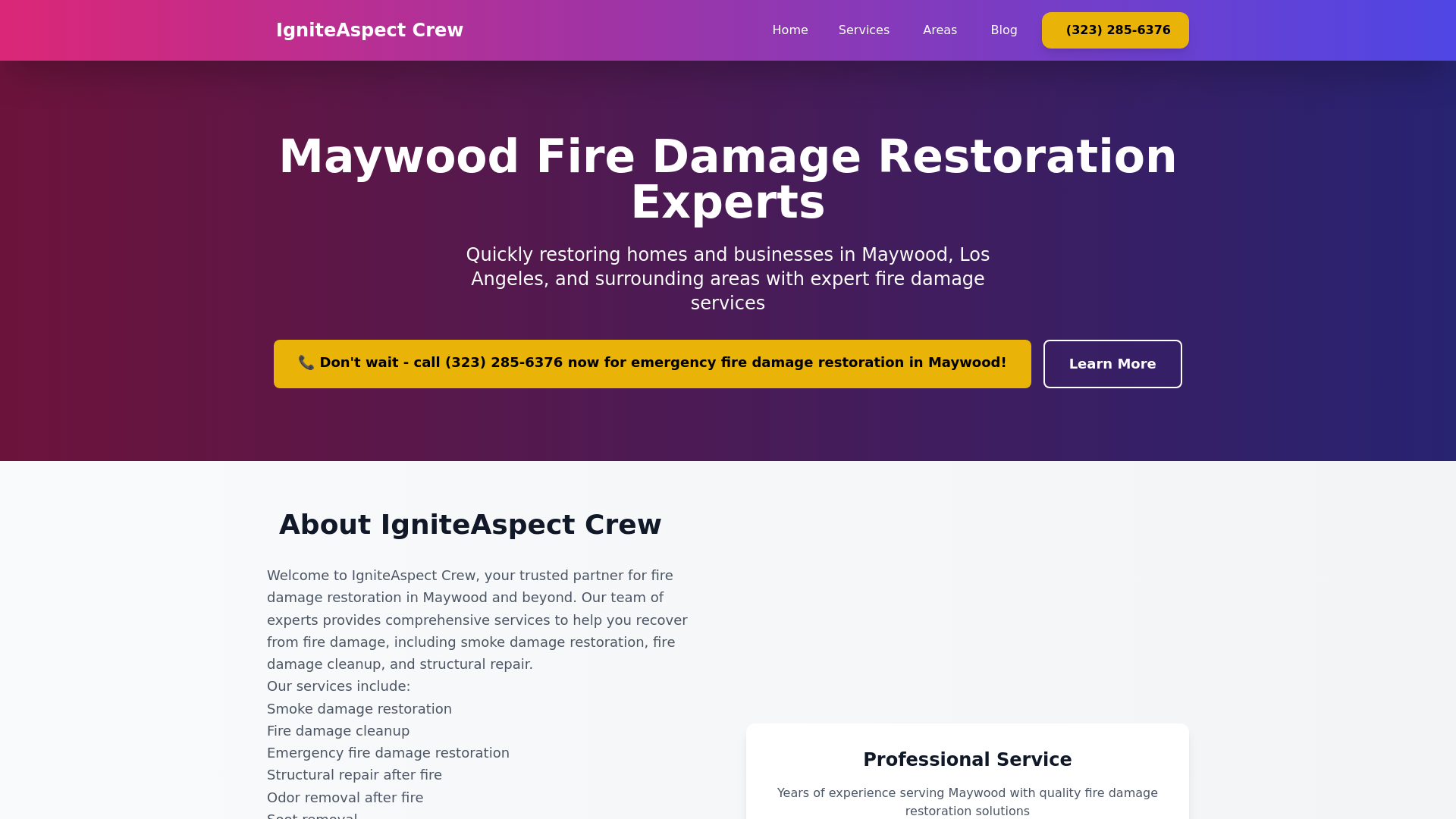 website screenshot of https://firedamagerestorationmaywood-clf.pages.dev/