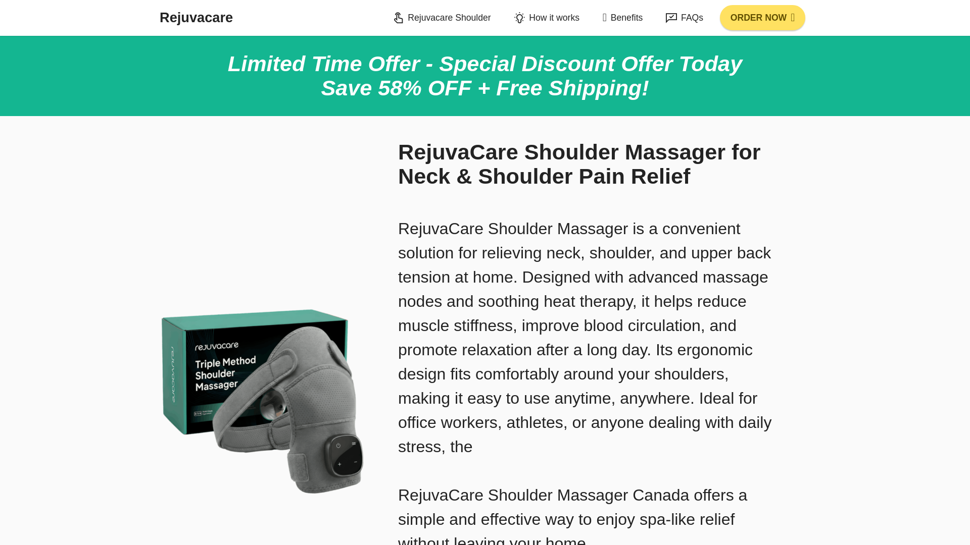 website screenshot of https://rejuvacareshoulder.ca/