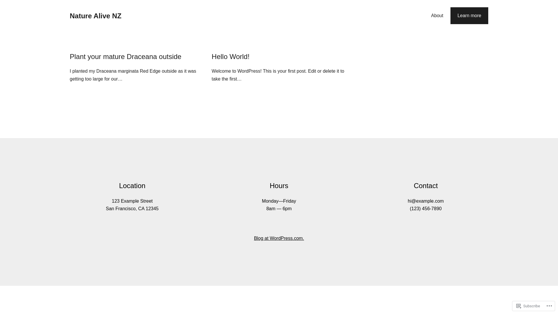 website screenshot of https://naturealivenz.blog/