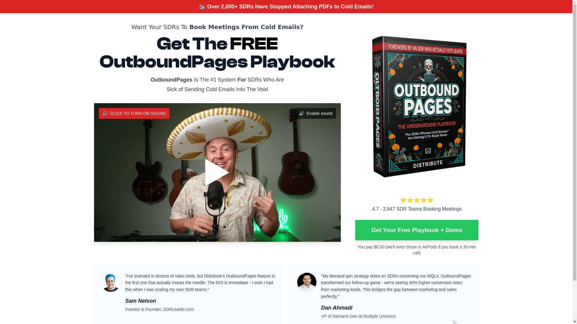 website screenshot of http://distribute.so/outboundpages