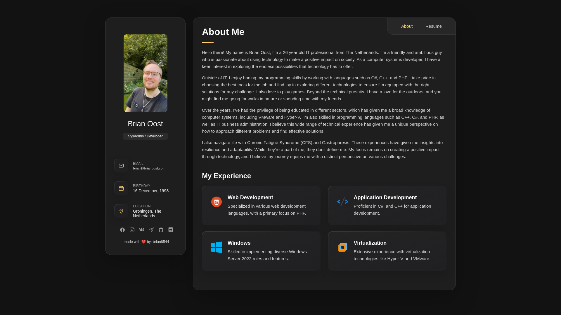 website screenshot of https://brianoost-com.pages.dev/