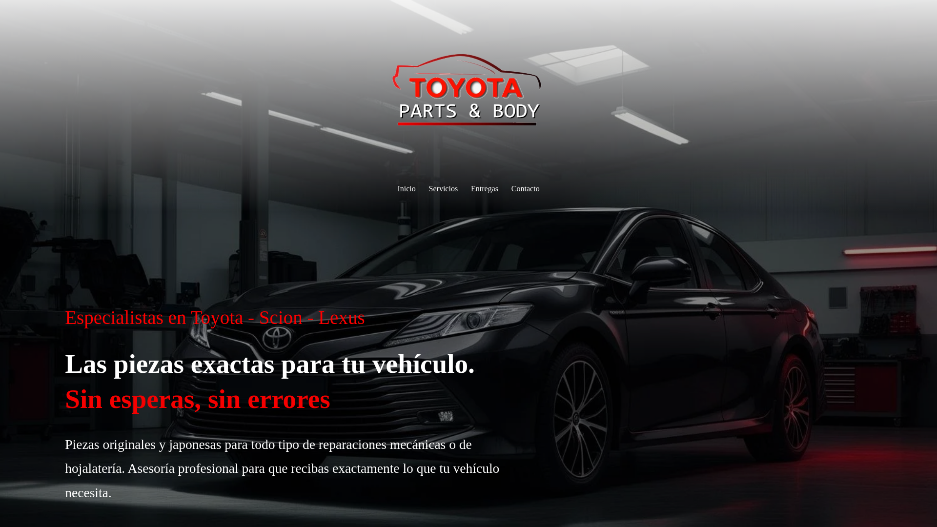 website screenshot of https://toyotapartsandbody.com/