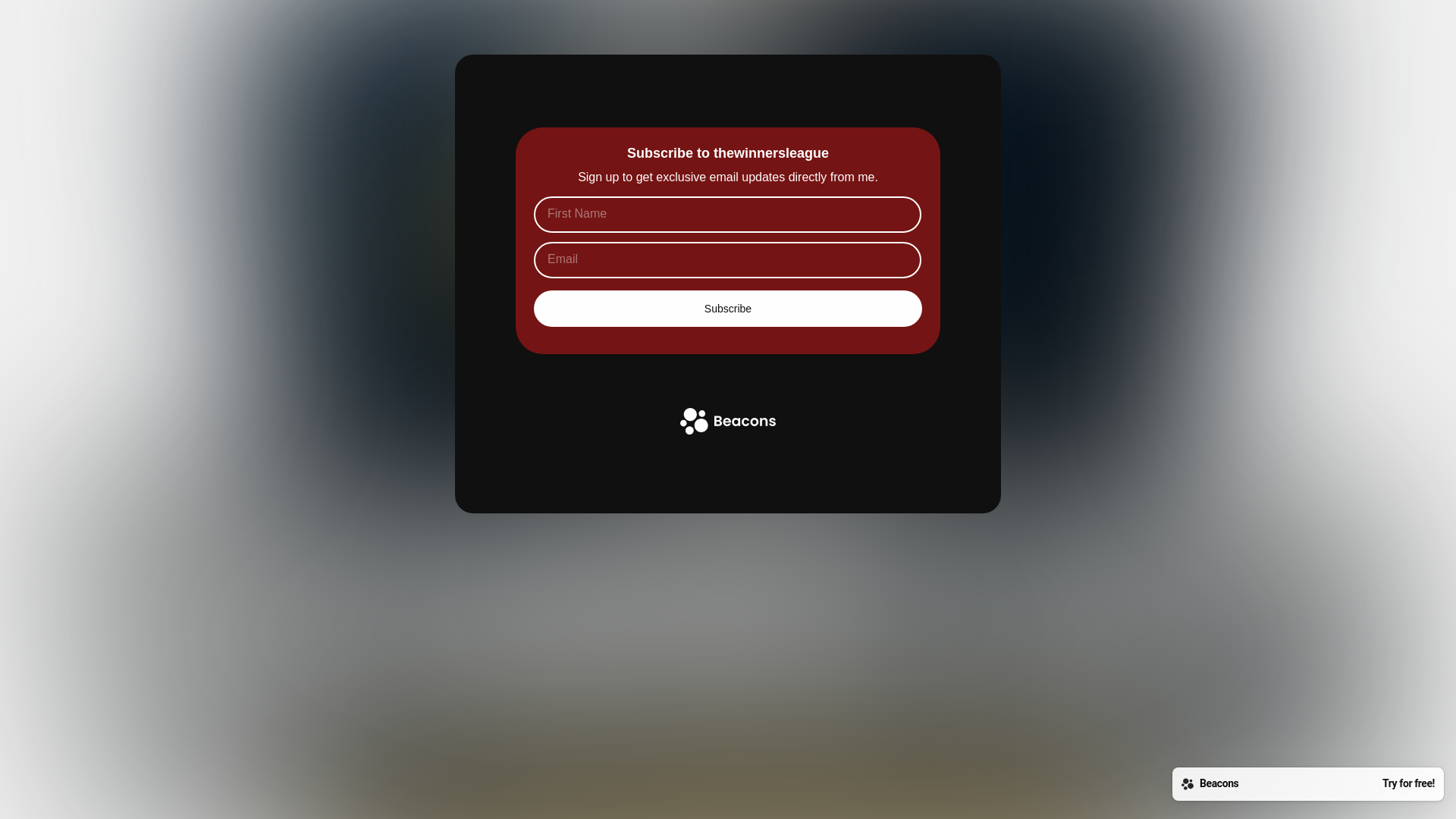 website screenshot of https://thewinnersleague.org/