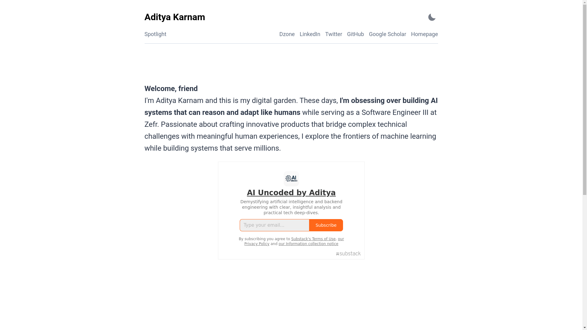 website screenshot of https://adityakarnam.pages.dev/