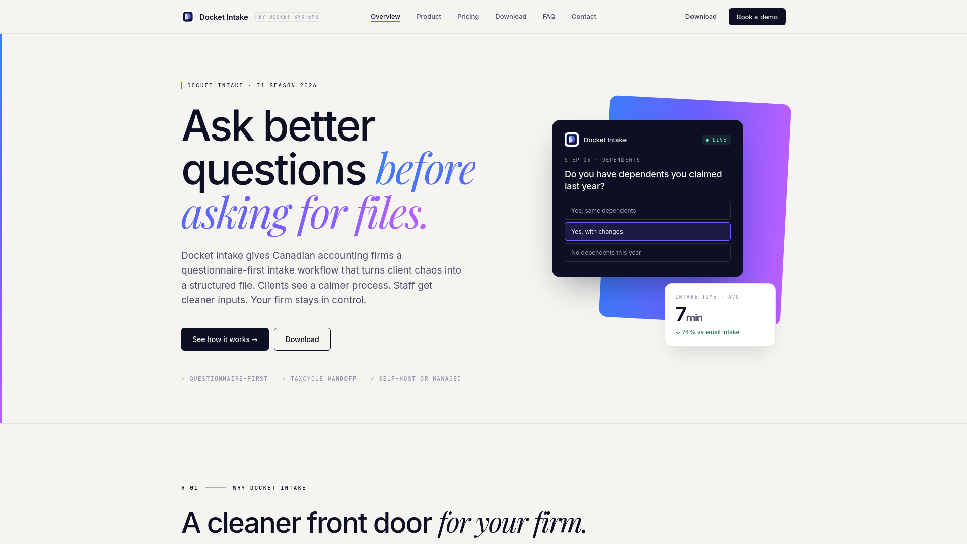 website screenshot of https://docket-intake-site.pages.dev/