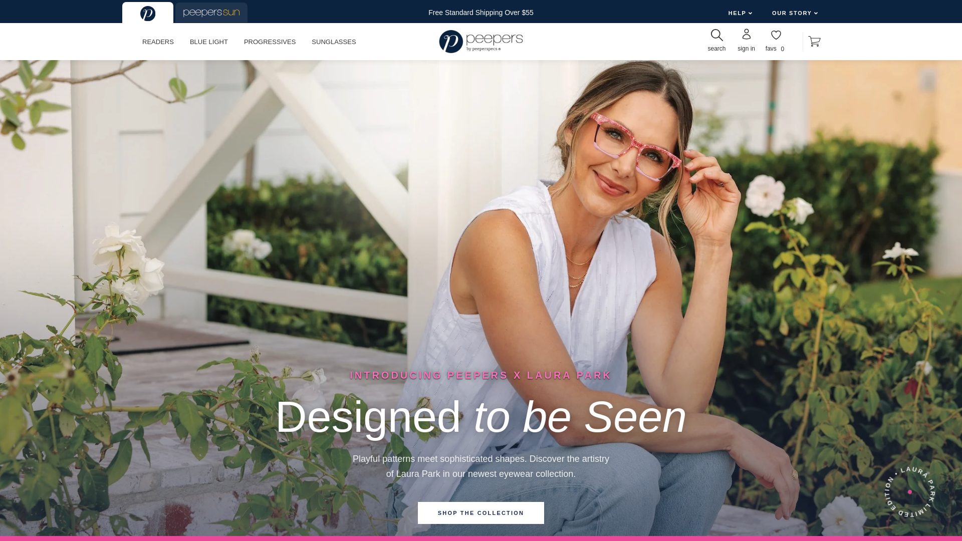 website screenshot of https://peepers.com/