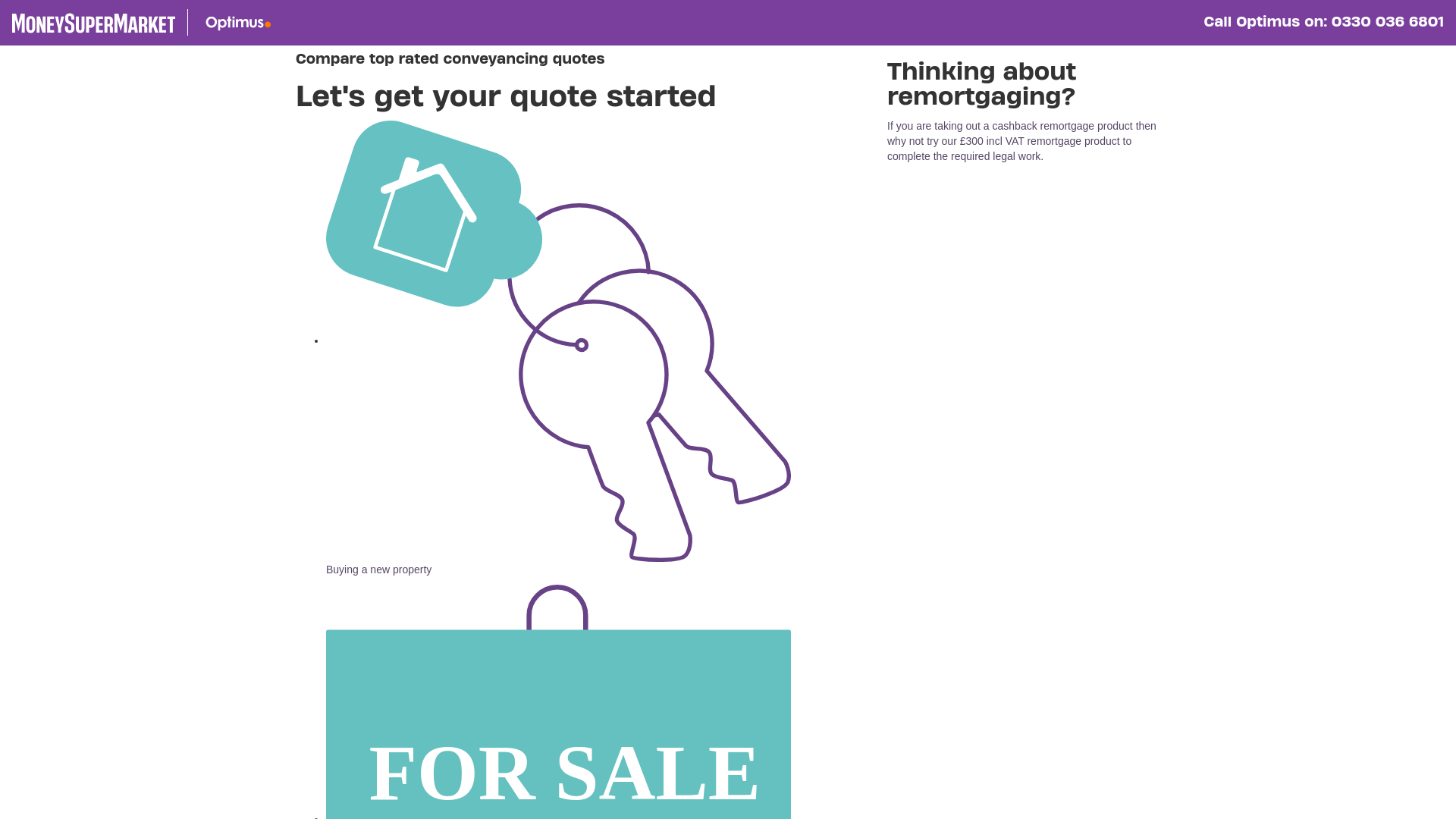 website screenshot of https://moneysupermarket.optimusconveyancing.com/