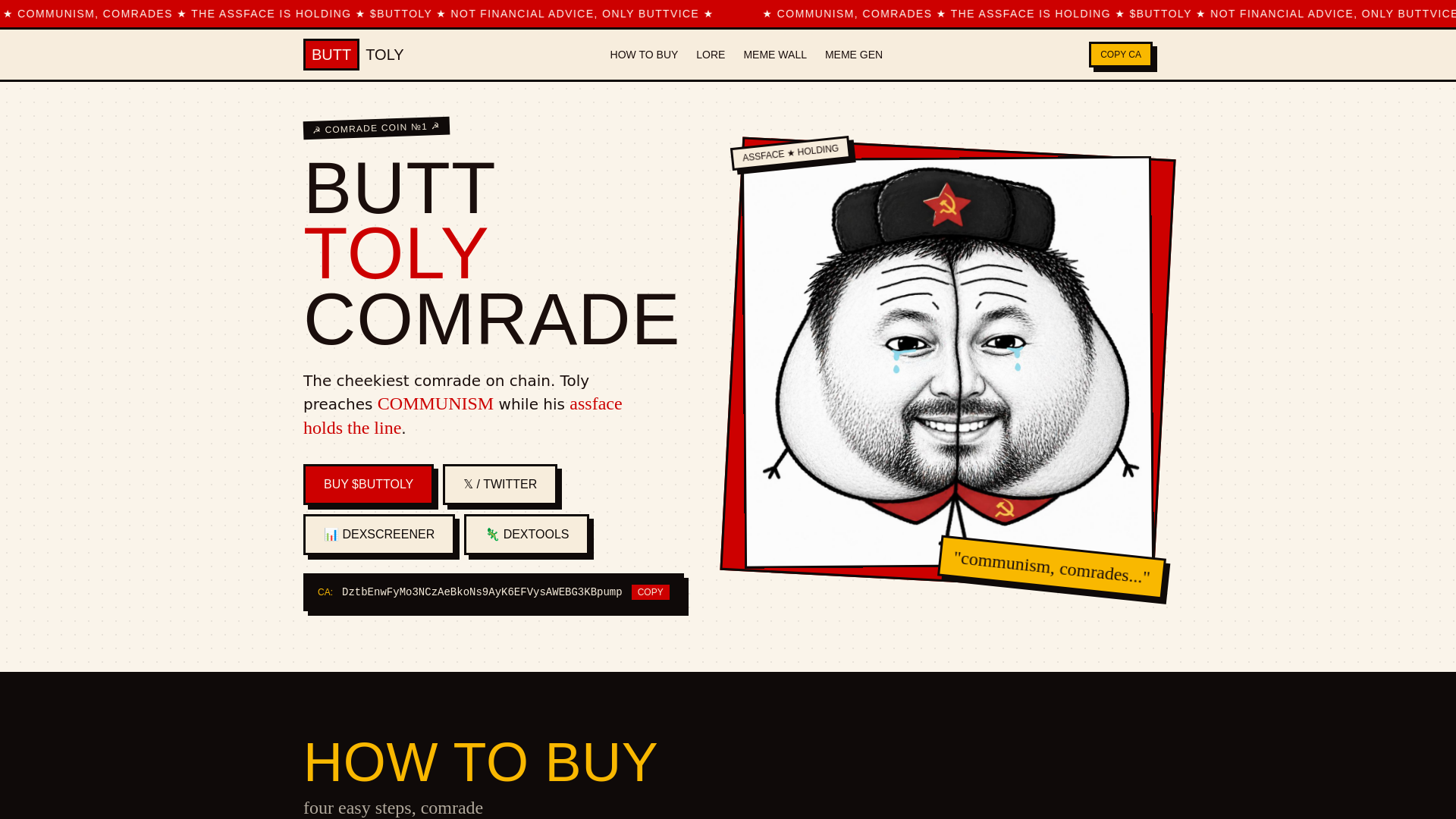 website screenshot of https://butttolycomrade.com
