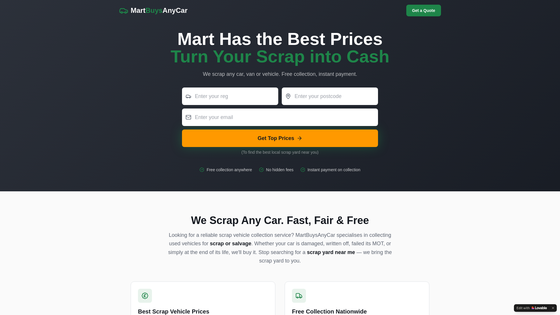 website screenshot of https://martbuysanycar.com/