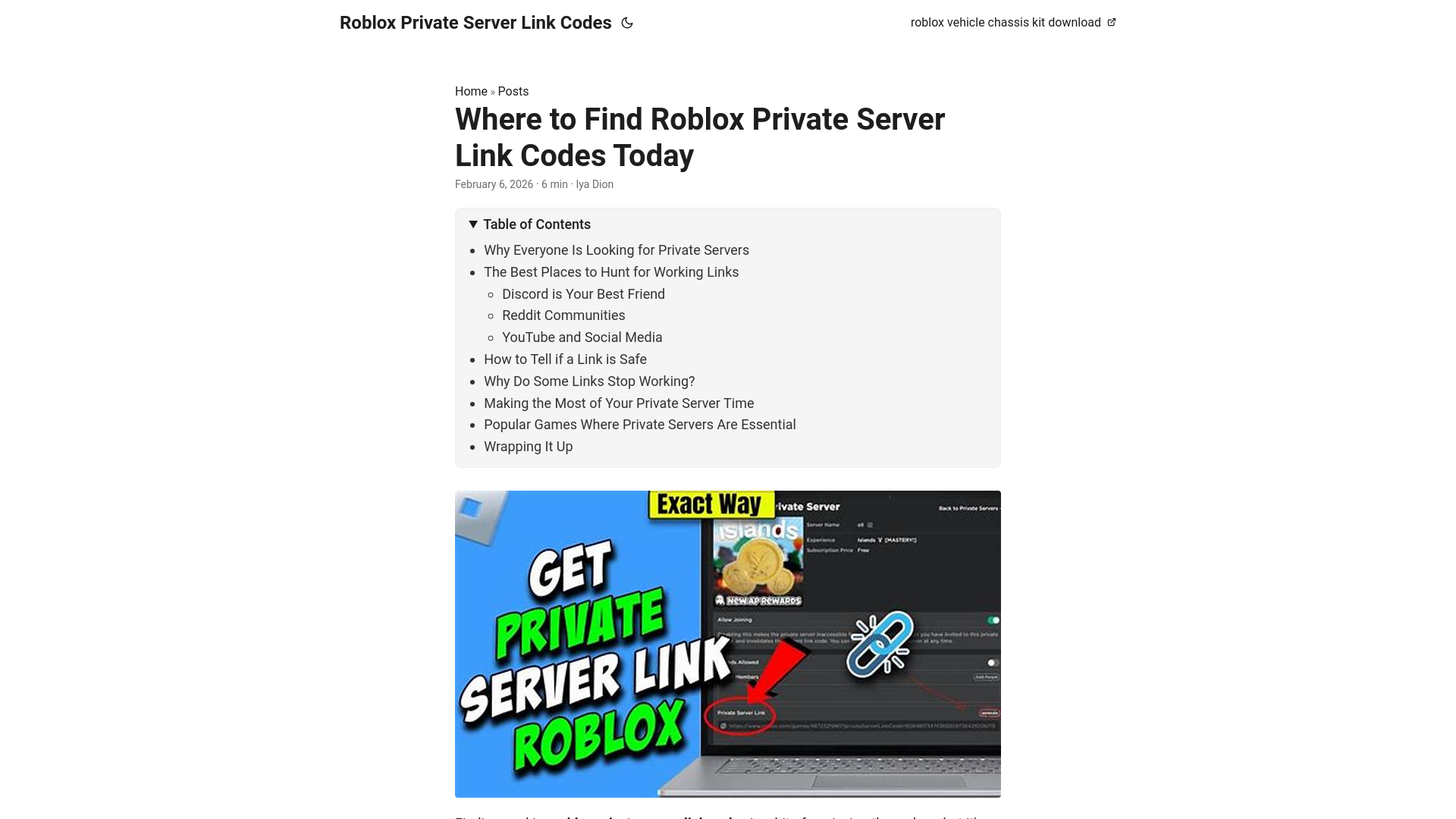 website screenshot of https://roblox-private-server-link-codes.pages.dev/