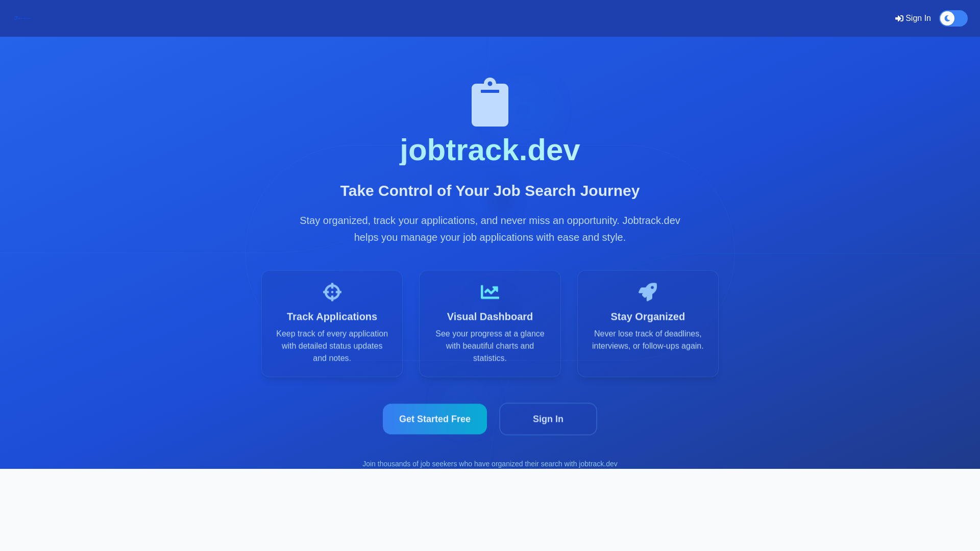 website screenshot of https://jobtrack-frontend.pages.dev/
