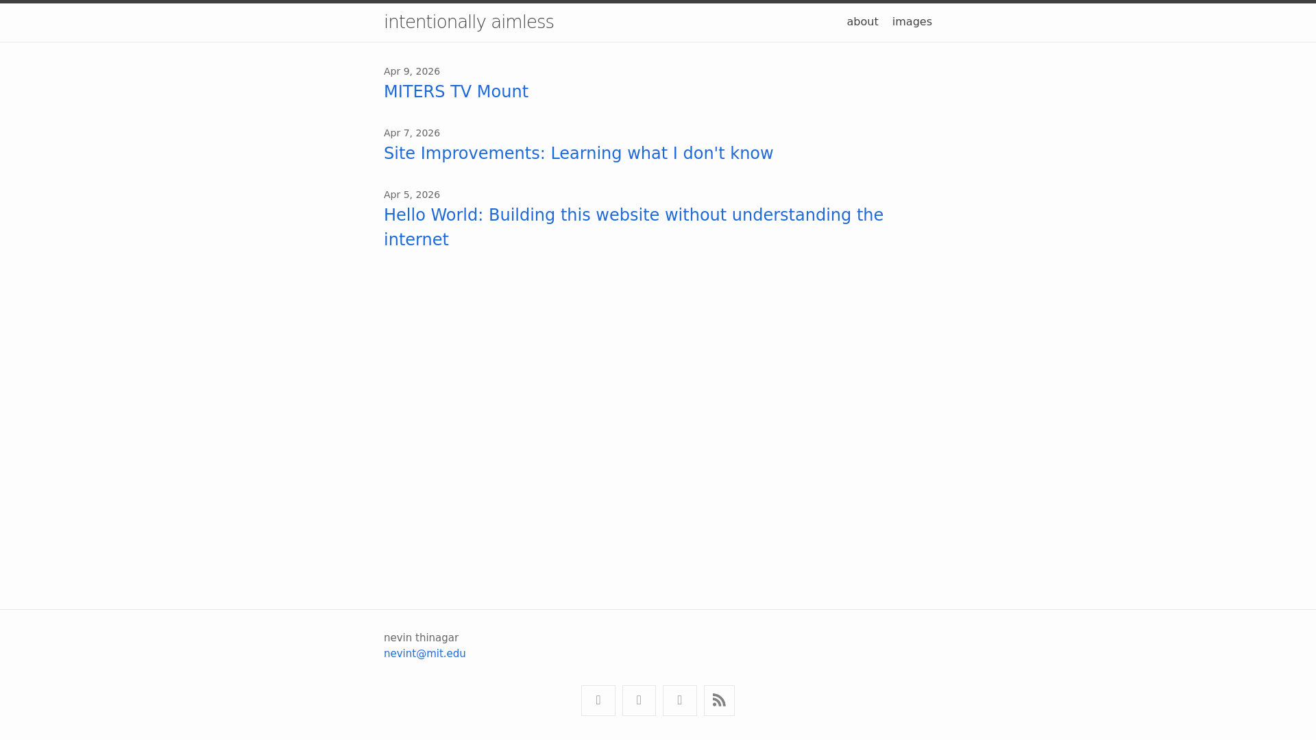 website screenshot of https://intentionally-aimless.com