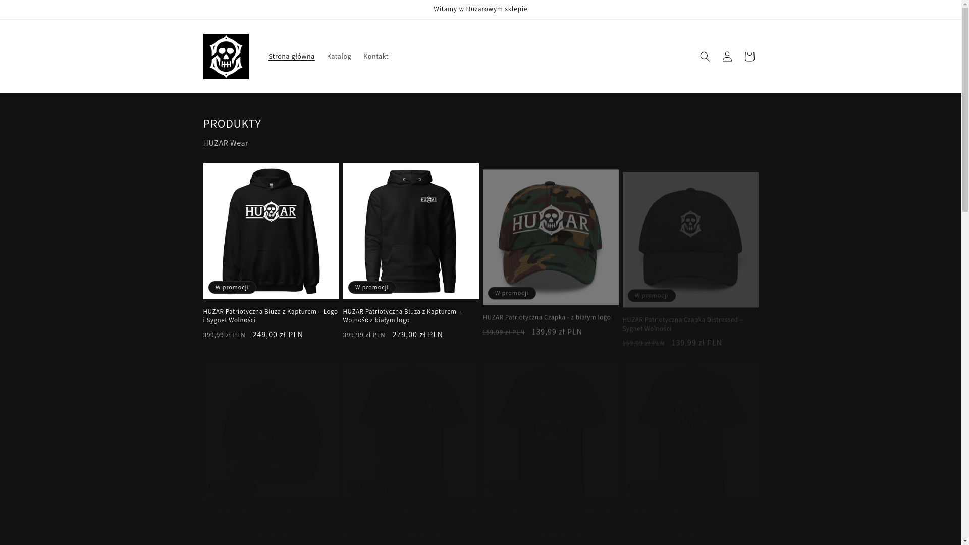 website screenshot of https://huzarwear.pl/