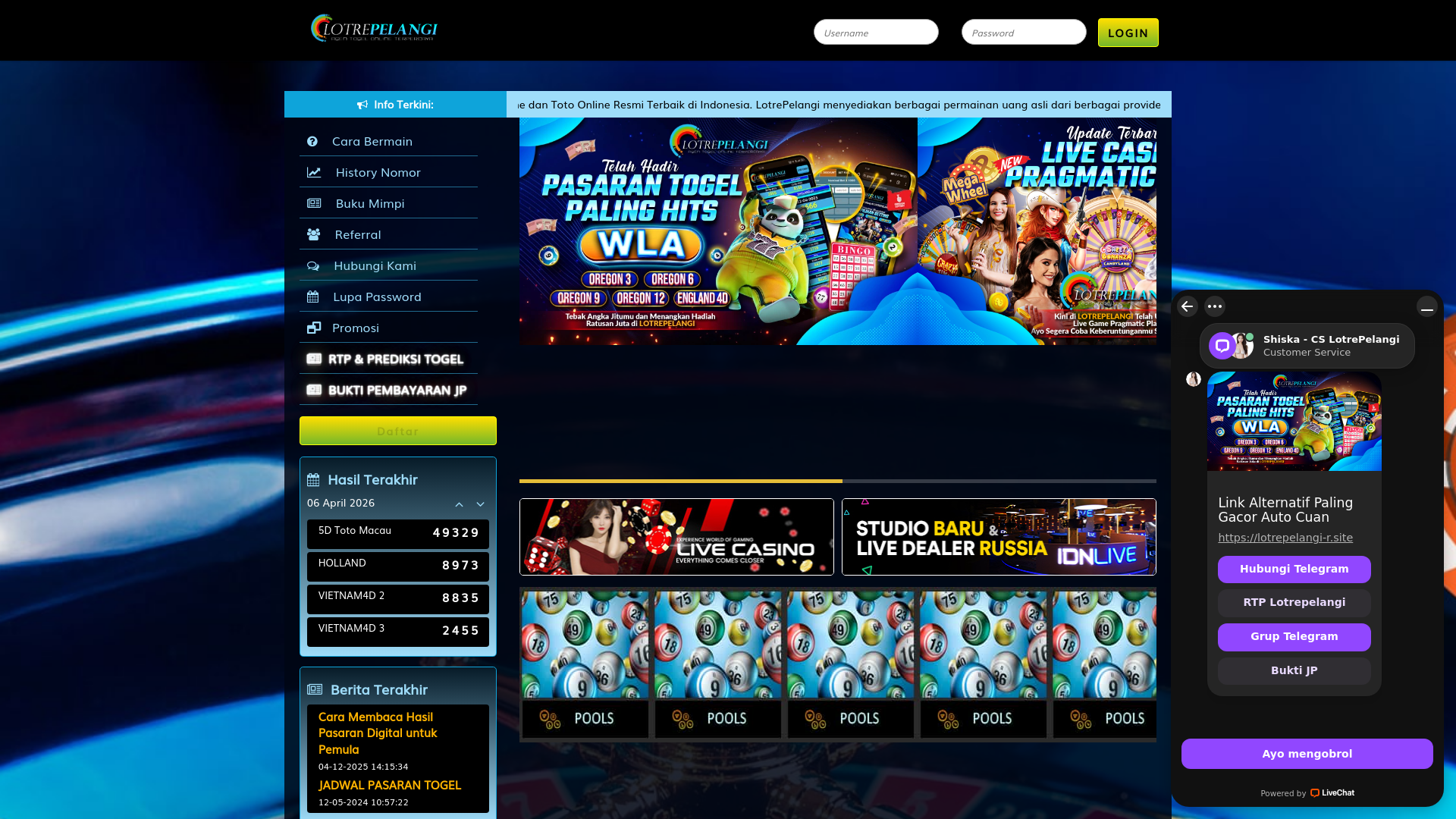 website screenshot of https://lotrepelangi-asli.com/