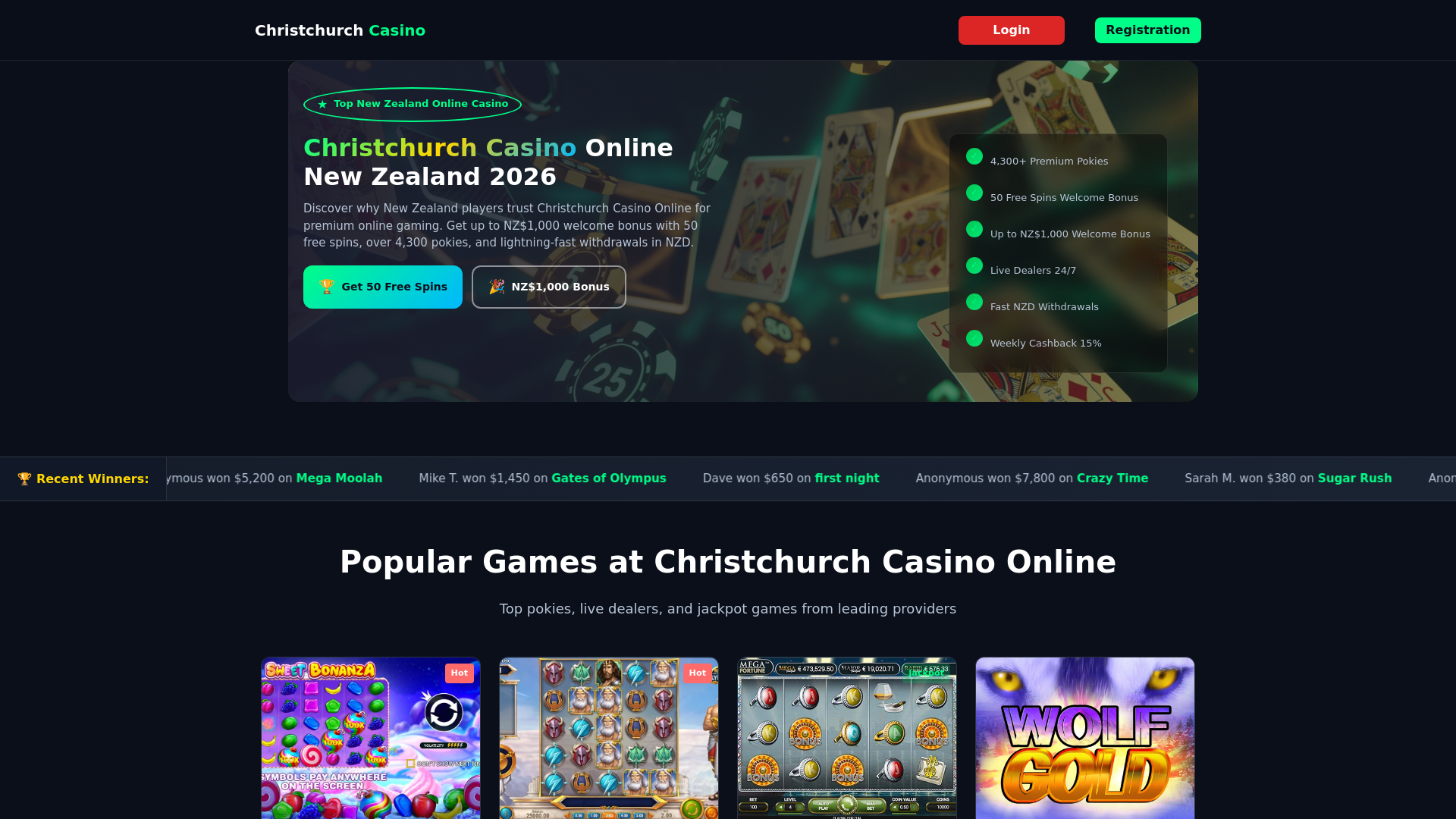 website screenshot of https://christchurchcasino-nz.com/