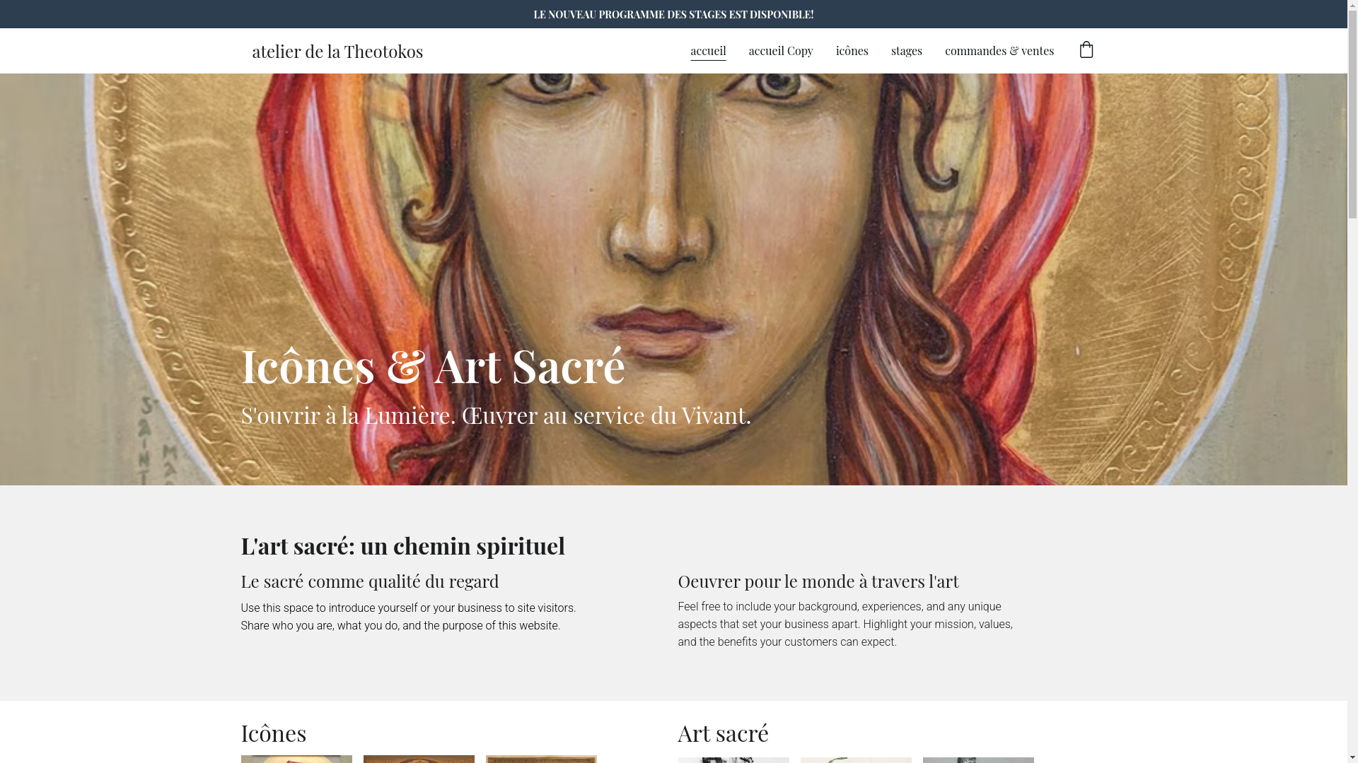 website screenshot of https://atelierdelatheotokos.fr/