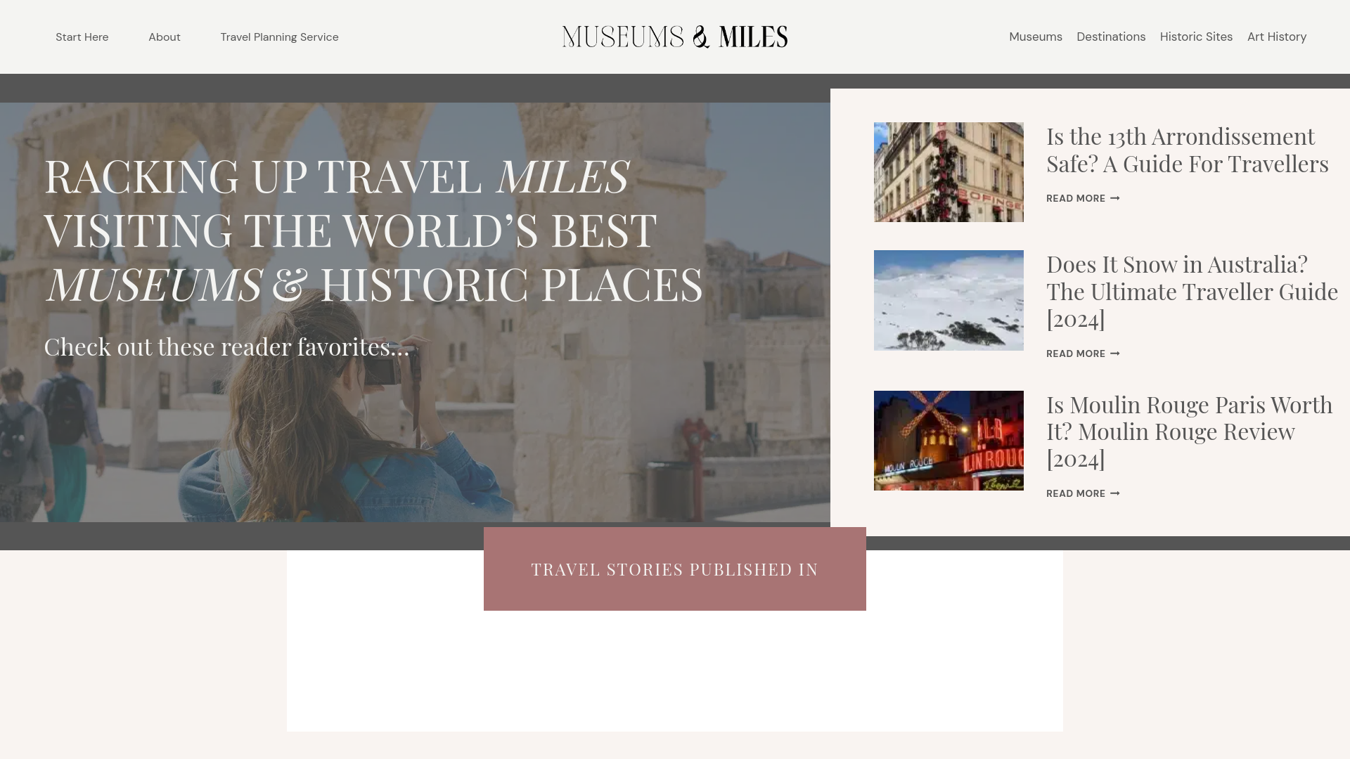 website screenshot of https://ashleytravelwriter.com/