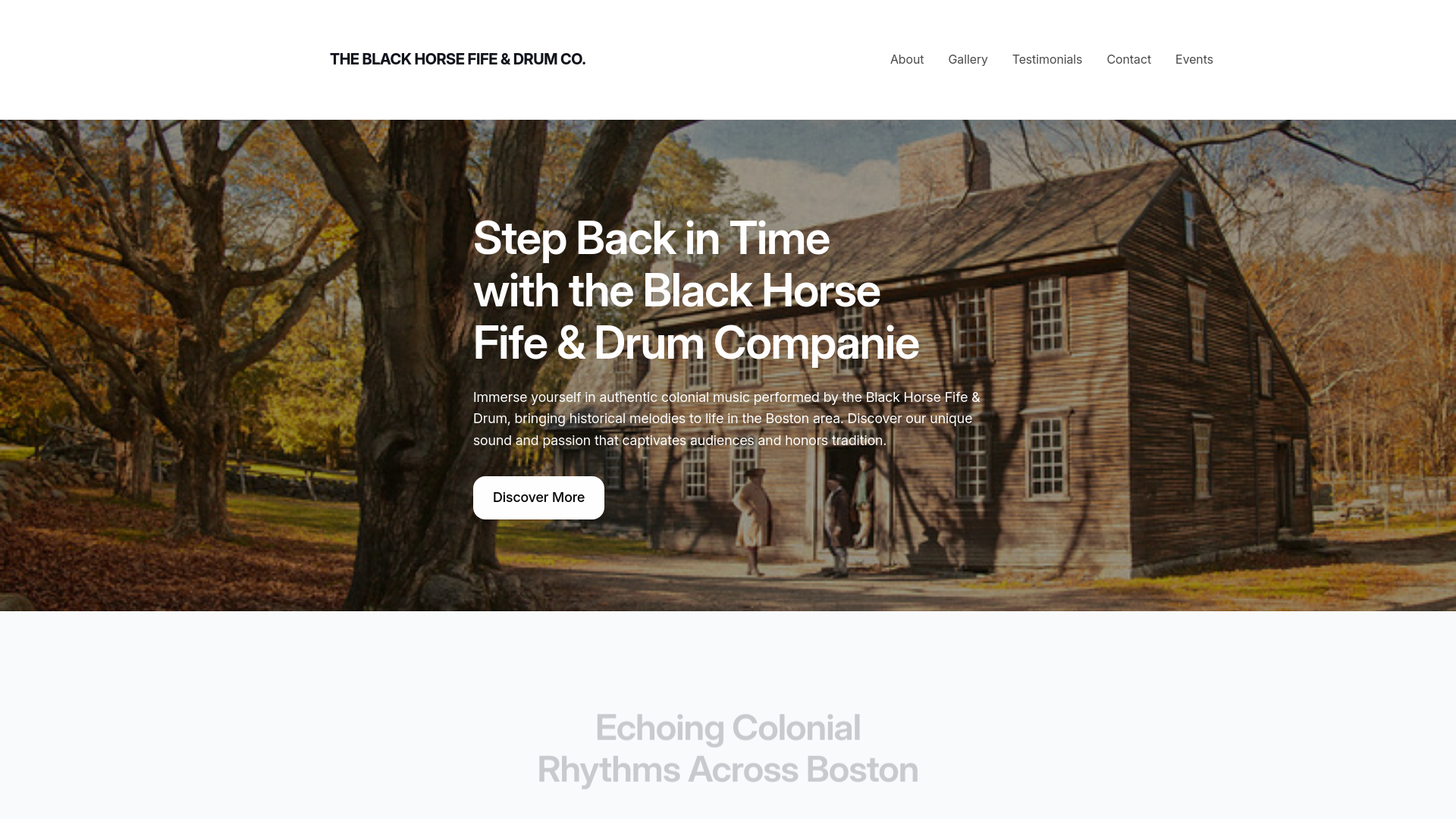 website screenshot of https://blackhorsefifeanddrum.org/