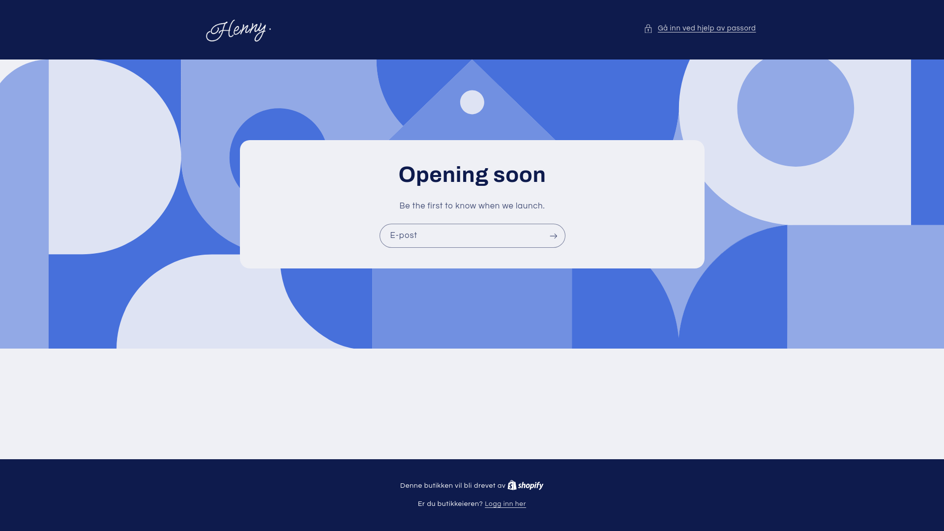 website screenshot of https://shophenny.no/
