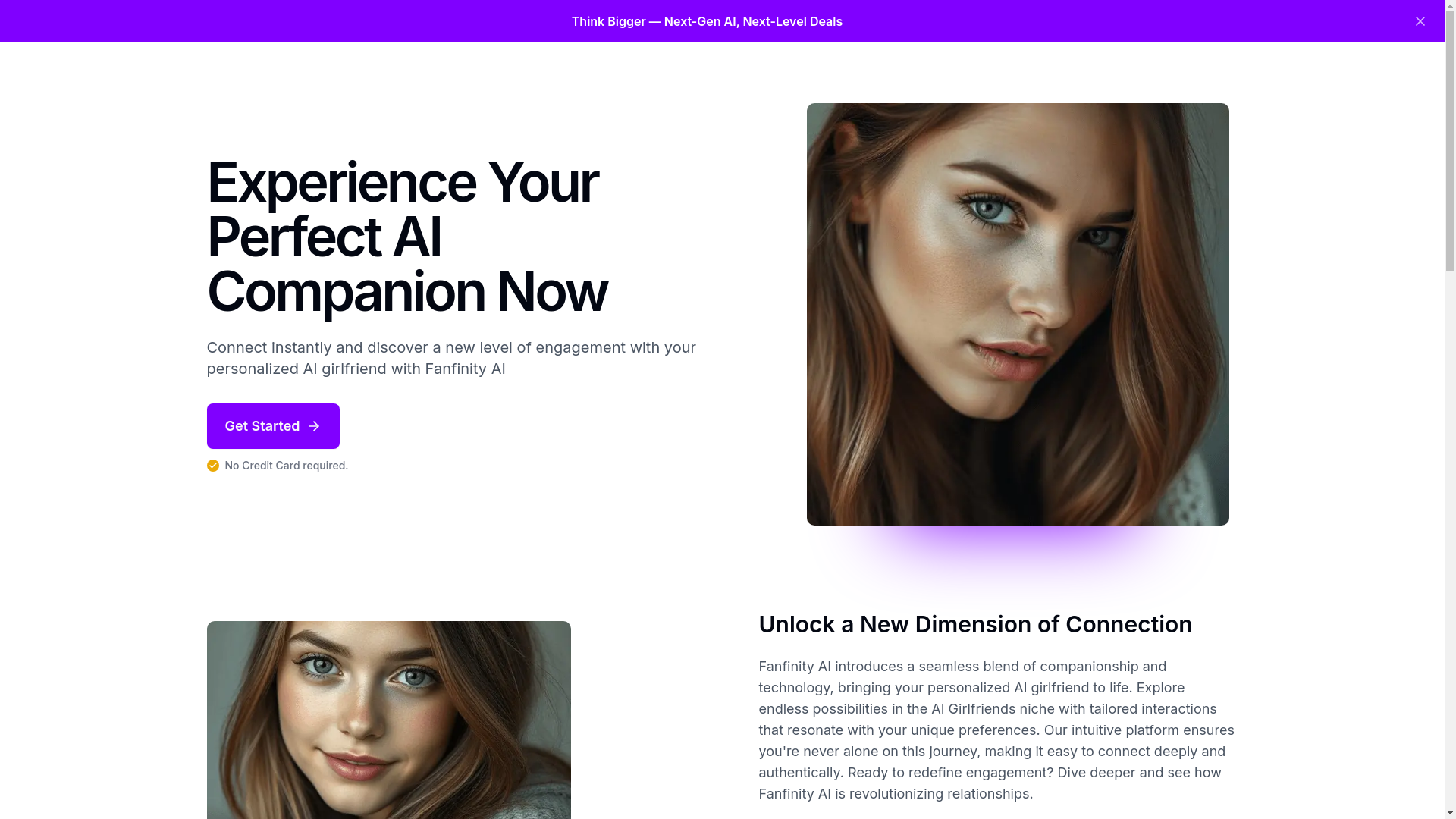 website screenshot of https://fanfinityai.com/
