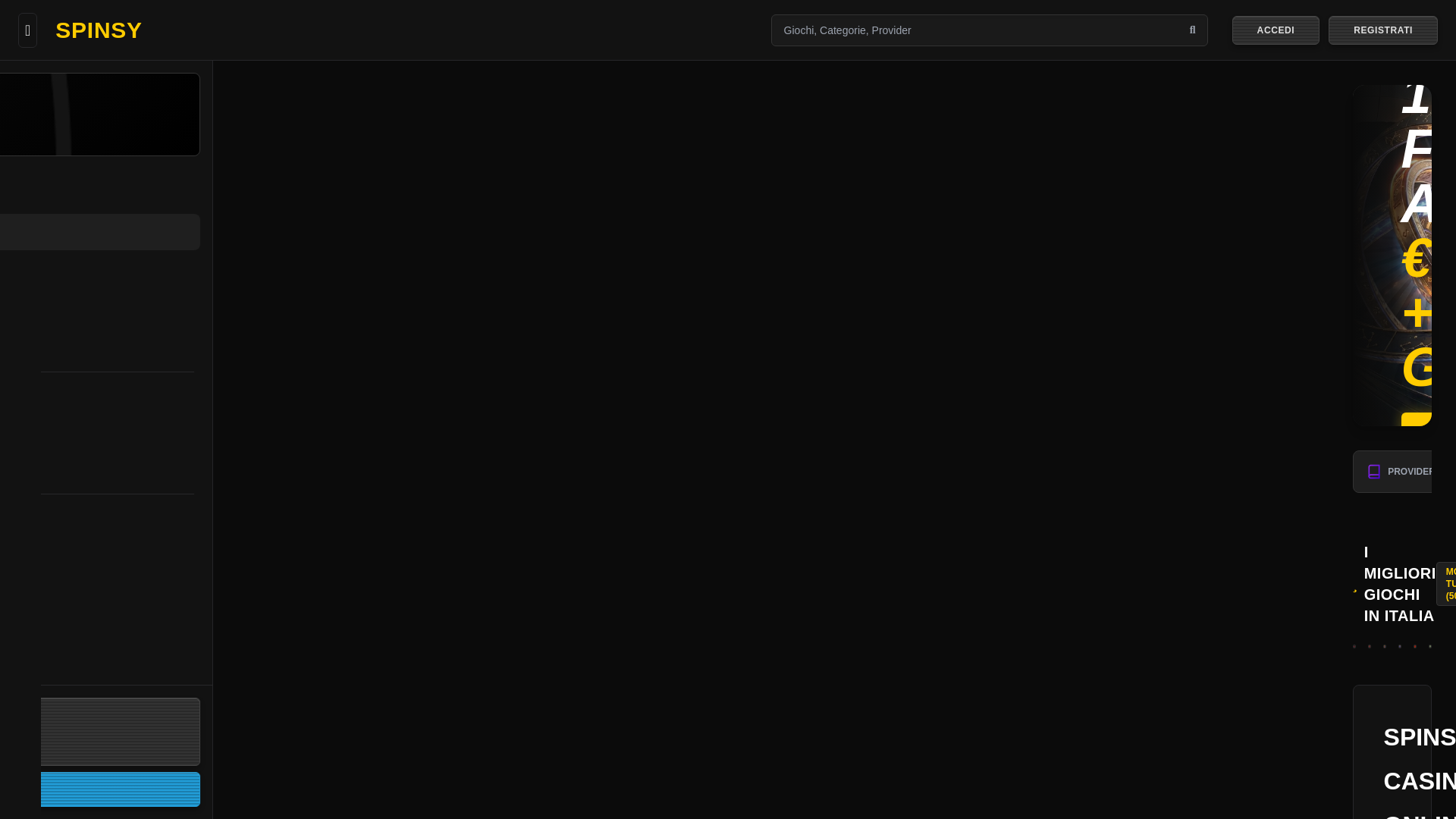 website screenshot of https://spinsy-giocare.it/