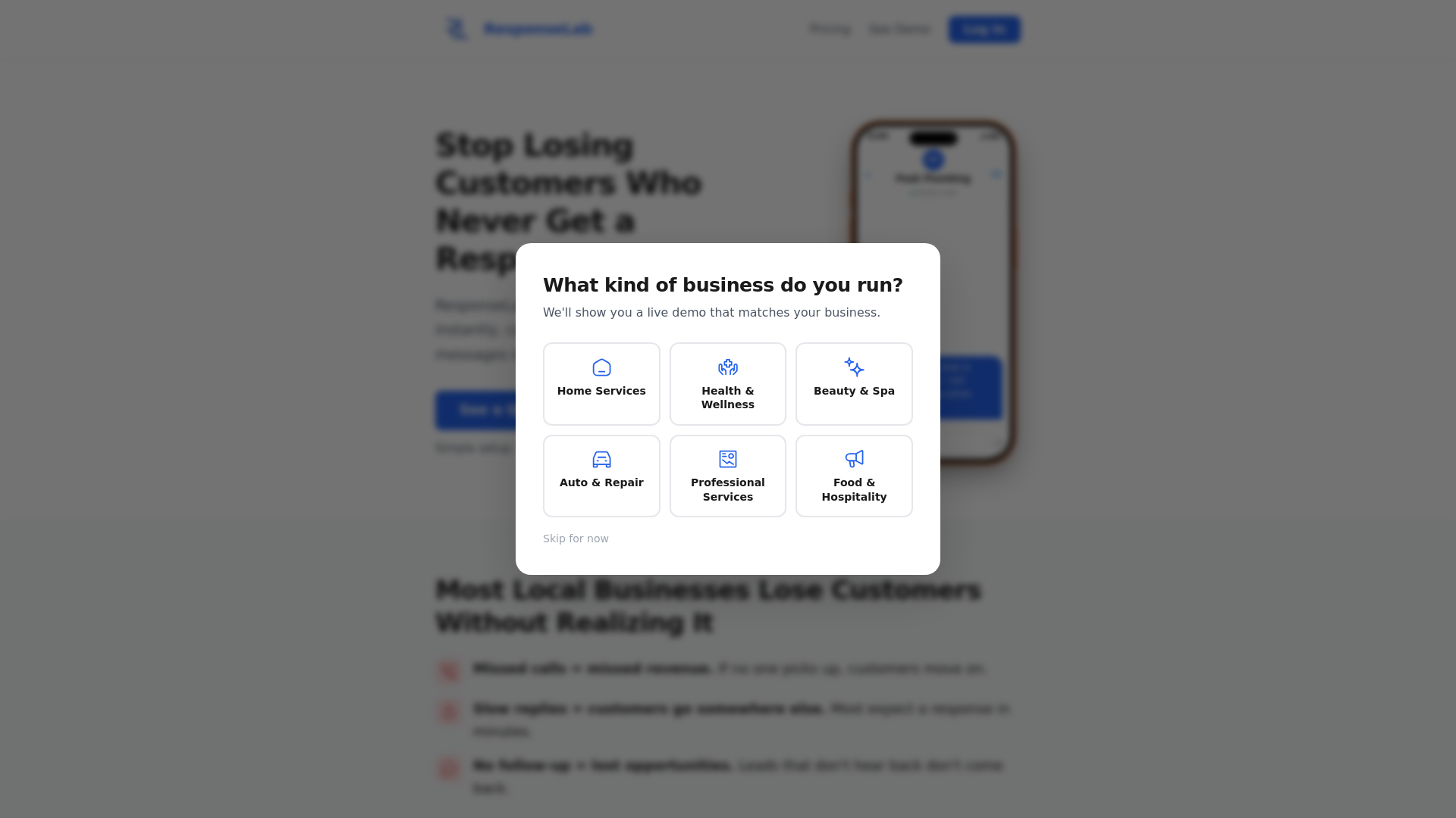 website screenshot of https://responsetlab.com/