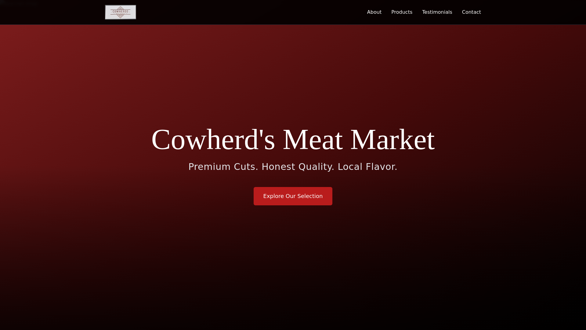 website screenshot of https://cowherdsmeatmarket.com