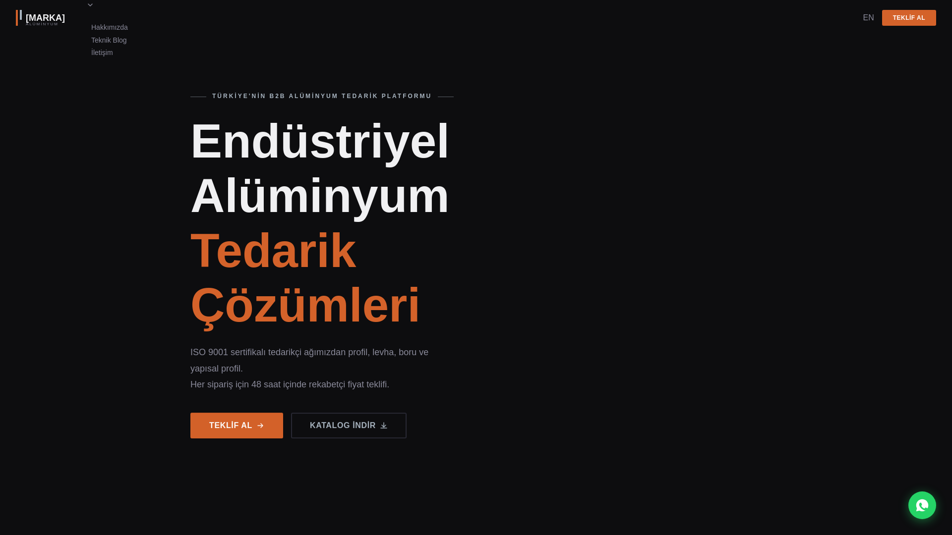 website screenshot of https://aluminyum-b2b-site.pages.dev/