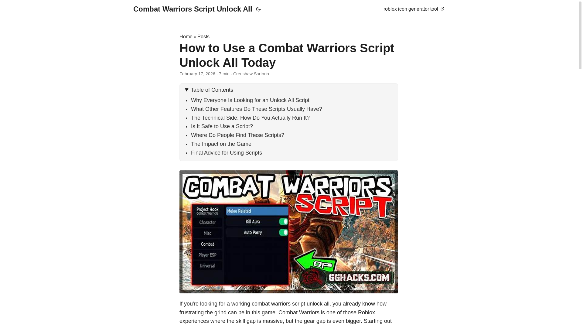 website screenshot of https://combat-warriors-script-unlock-all.pages.dev/