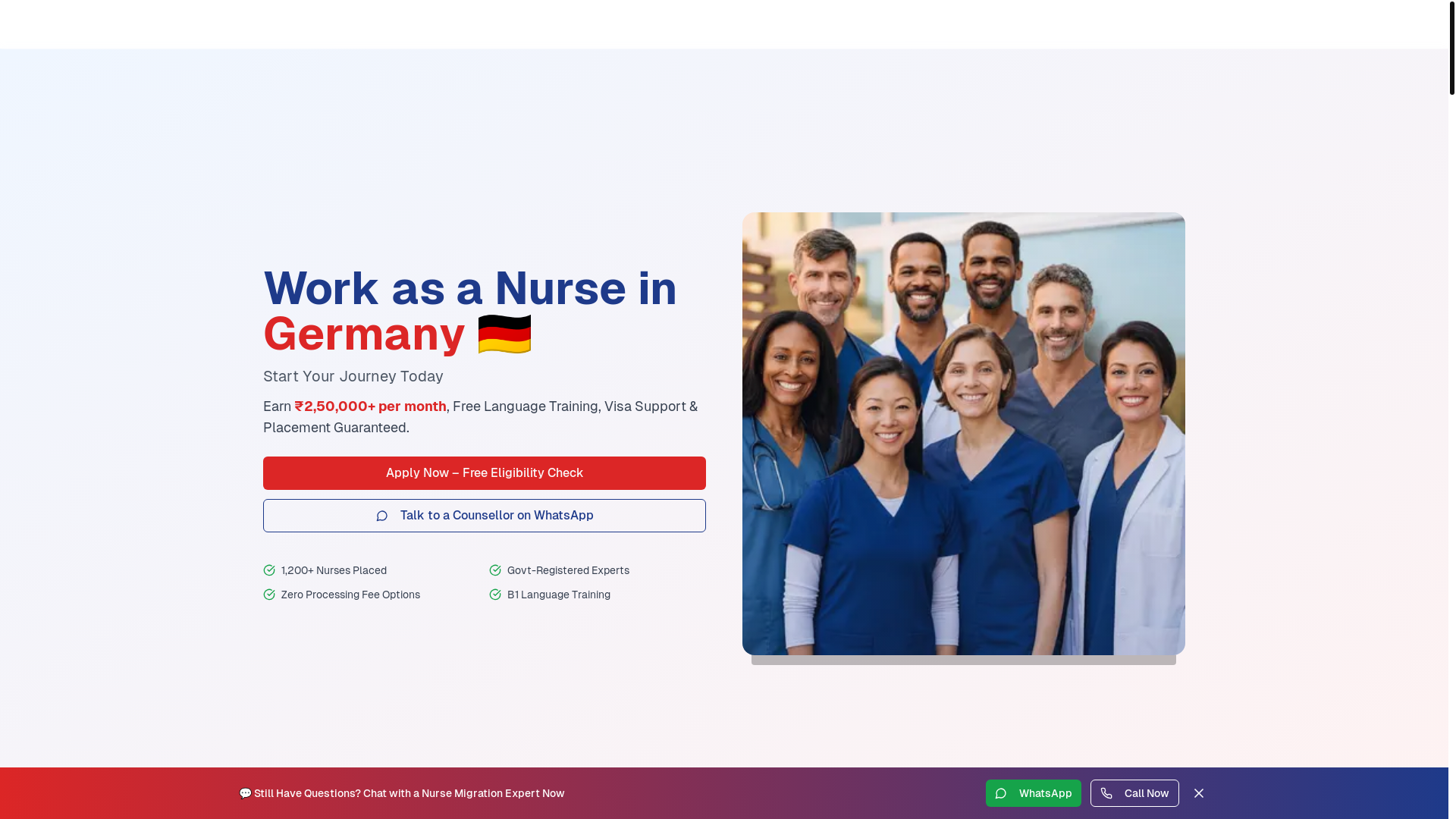 website screenshot of https://nursetogermany.com/